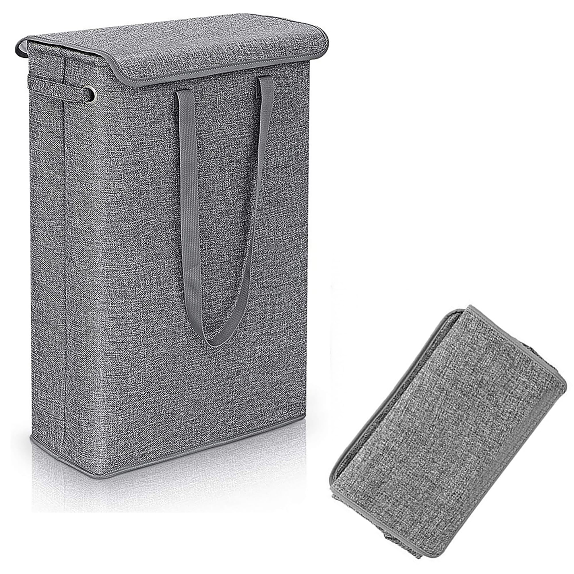 Cesto per la Biancheria con Coperchio - Grigio Scuro 1pc Portabiancheria Sporca Stretto Pieghevole Maniglia il Trasporto e Camere da Letto, Appartamenti, Dormitori caravan.