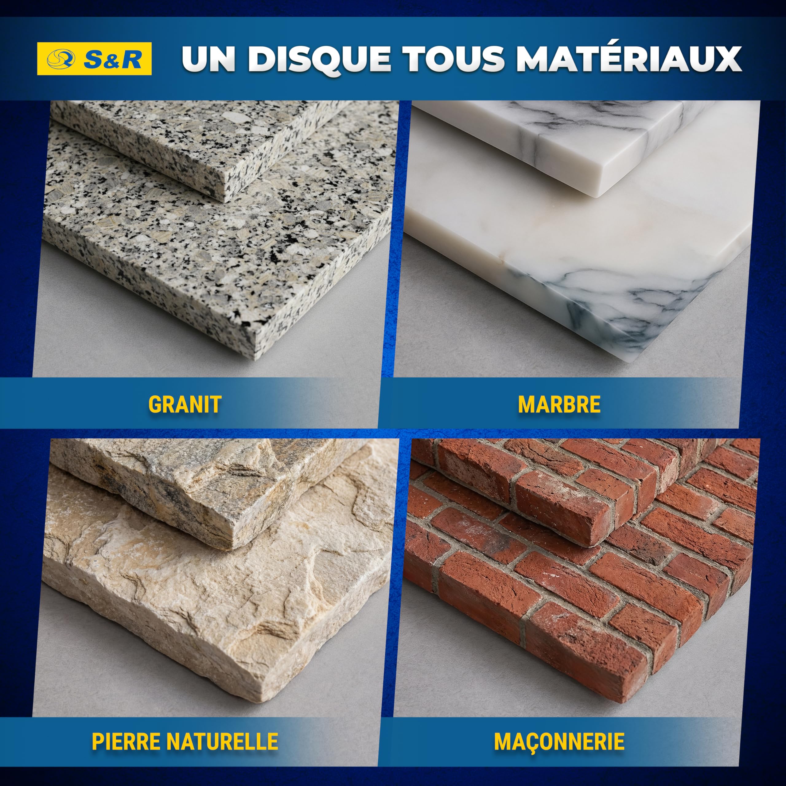 S&R Disque Diamant 350 à Tronçonner Granit, Béton, Marbre, Maçonnerie, Briques. Lame de coupe à segments professionnelle pour meuleuse et scie de table