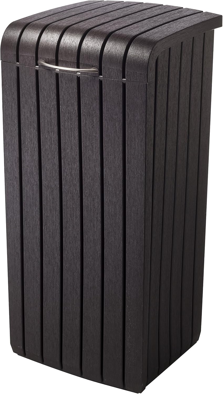 Keter Copenhagen 32 Gallon Resin Large Trash Can with Lid for Patio