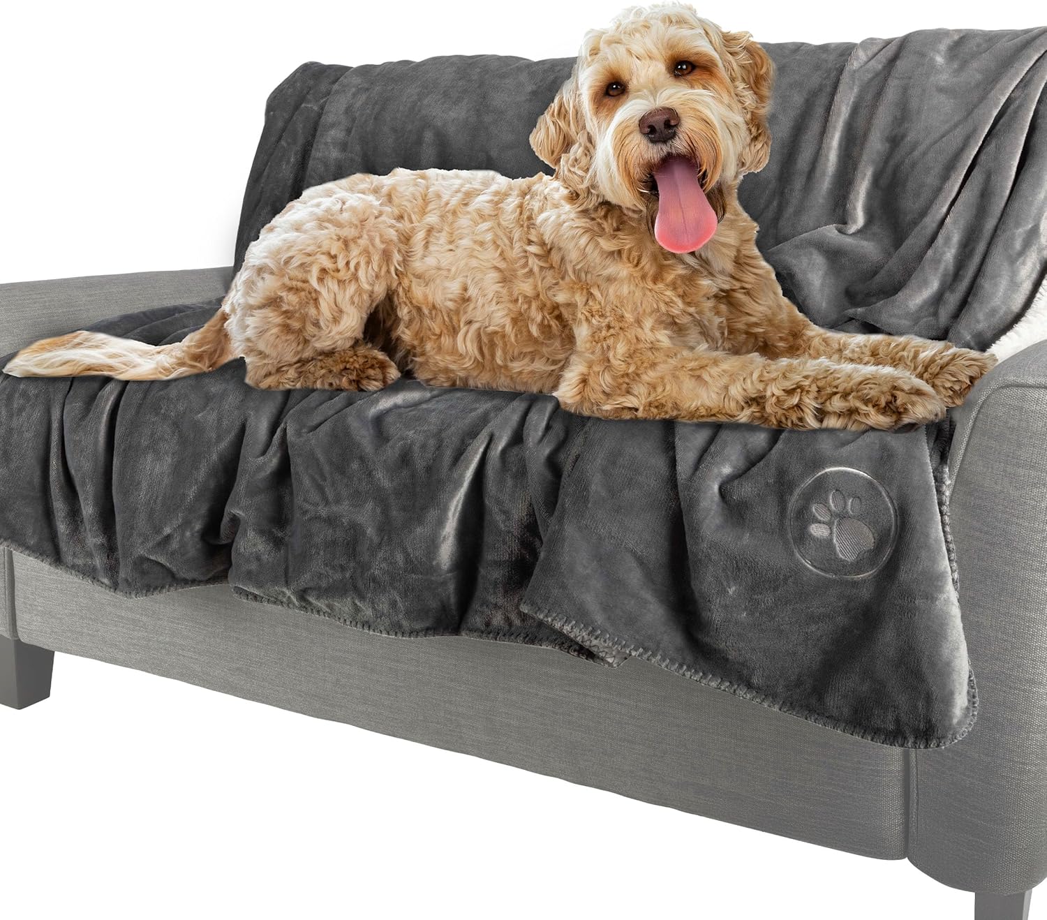 PETMAKER Dog Blanket - 80x100in Reversible Sherpa Blanket - Throw Blankets for Bed, Couch, Crate, or Car - Machine Washable Puppy Essentials (Gray)