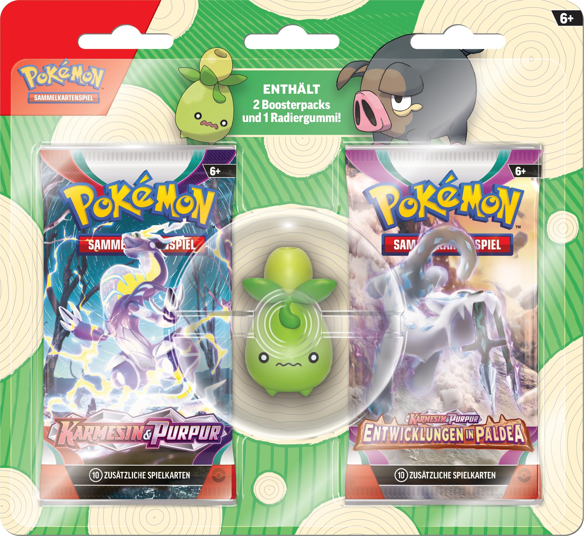 Pokémon - Gra karciana kolekcjonerska: gumka do mazania na początek roku szkolnego – Olini (1 gumka do ścierania i 2 pakiety wzmacniające)