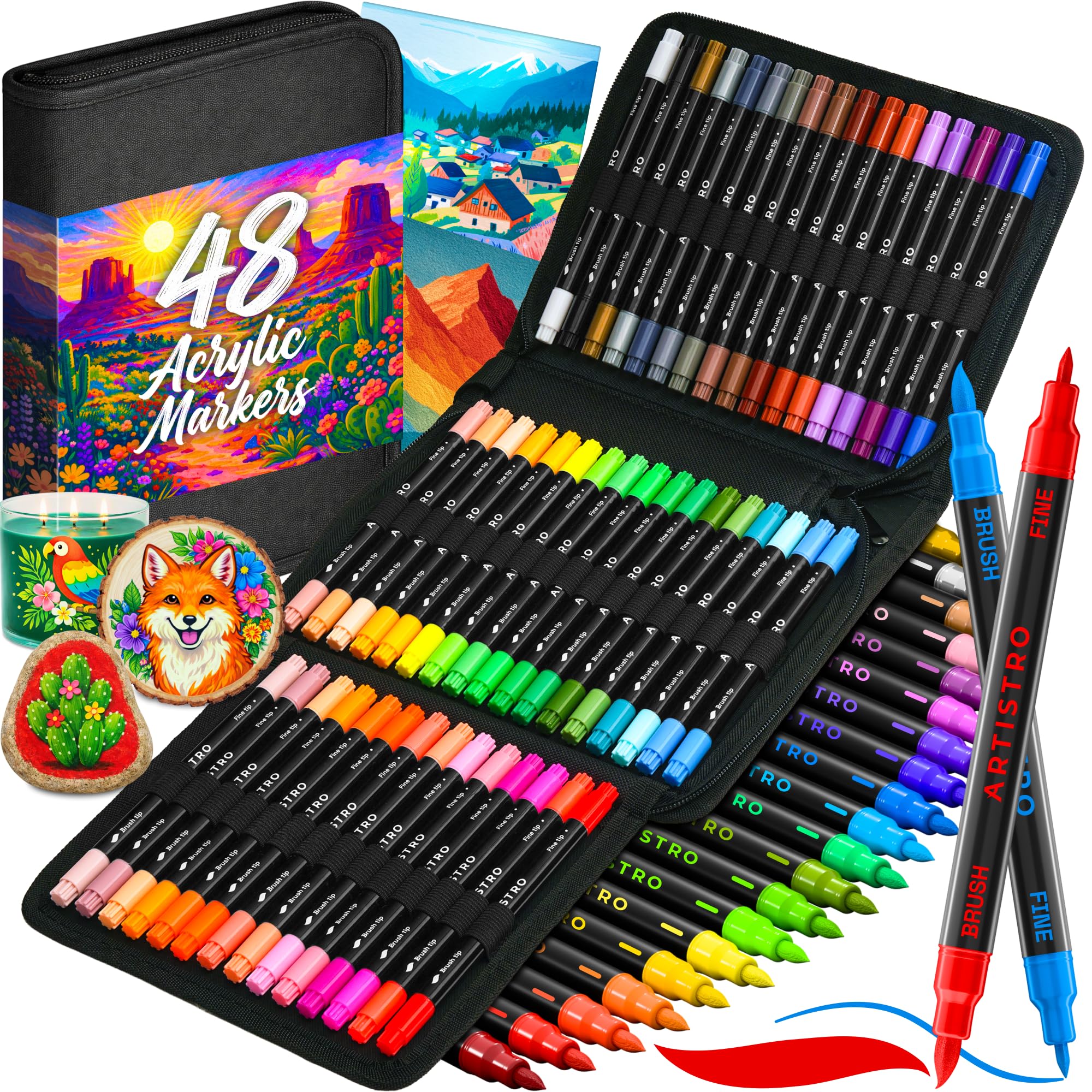 ARTISTRO 48 Acrylic Paint Markers, Set of Paint pens