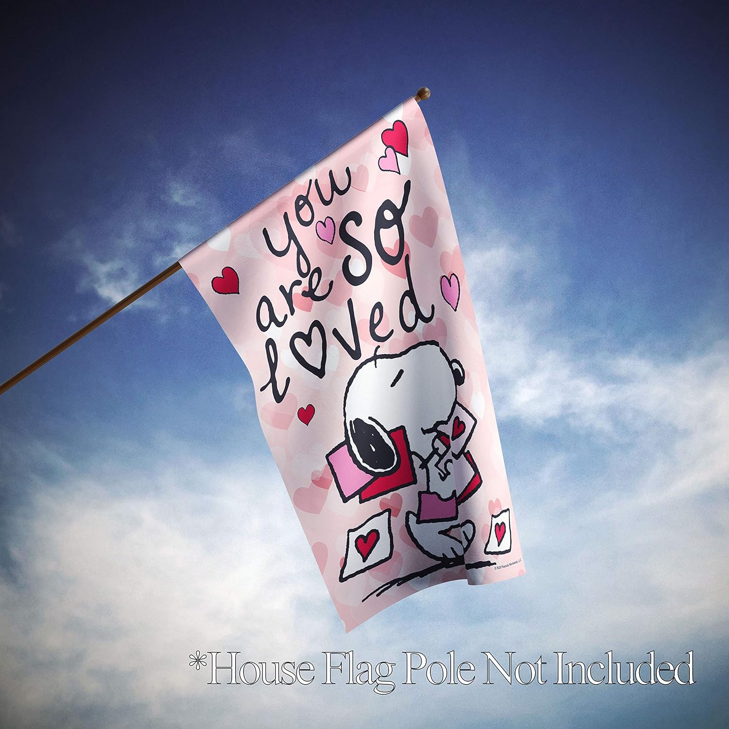 Flagology, PEANUTS You Are So Loved Snoopy Valentine's Day House Flag 28" x 40", Officially Licensed PEANUTS
