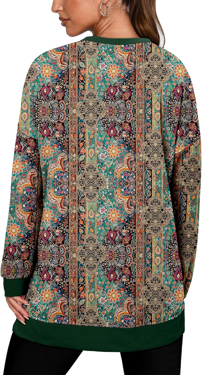 BETTE BOUTIK Womens Oversized Sweatshirt Crewneck Long Sleeve Tunic Pollover Shirt Side Slit Tunic Sweatshirt 2025 - Image 5