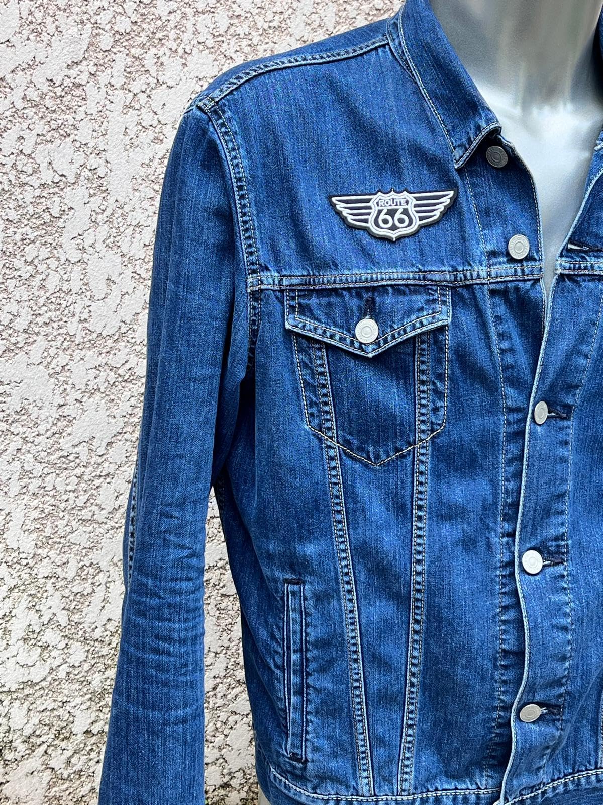 Set 2 Toppe Termoadesive Route 66 - 8x5 Cm - Ricamo Dettagliato Per Giacca E Jeans - 4