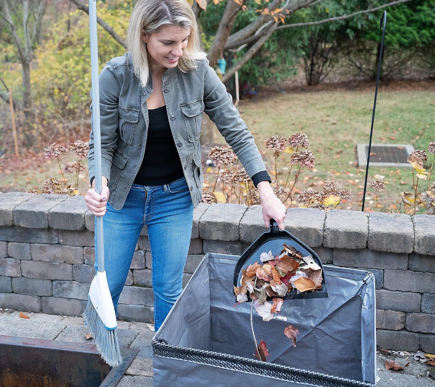 DURASACK 72-Gallon Leaf Collector Bag, Pack of 2, Charcoal | Self-Standing, Reusable Heavy-Duty Bag