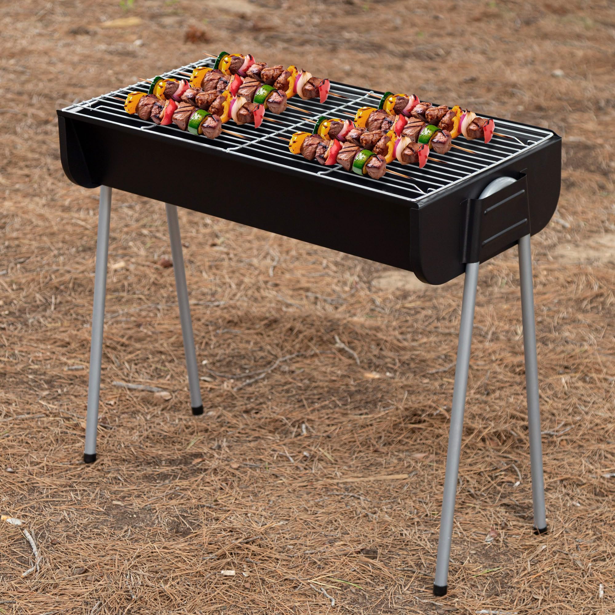 AKTIVE 63169 Barbacoa de carbón, De Acero, Medidas 60x30x55 cm, Diseño Resistente y fácil de Montar, óptimo para jardín, terraza y Camping