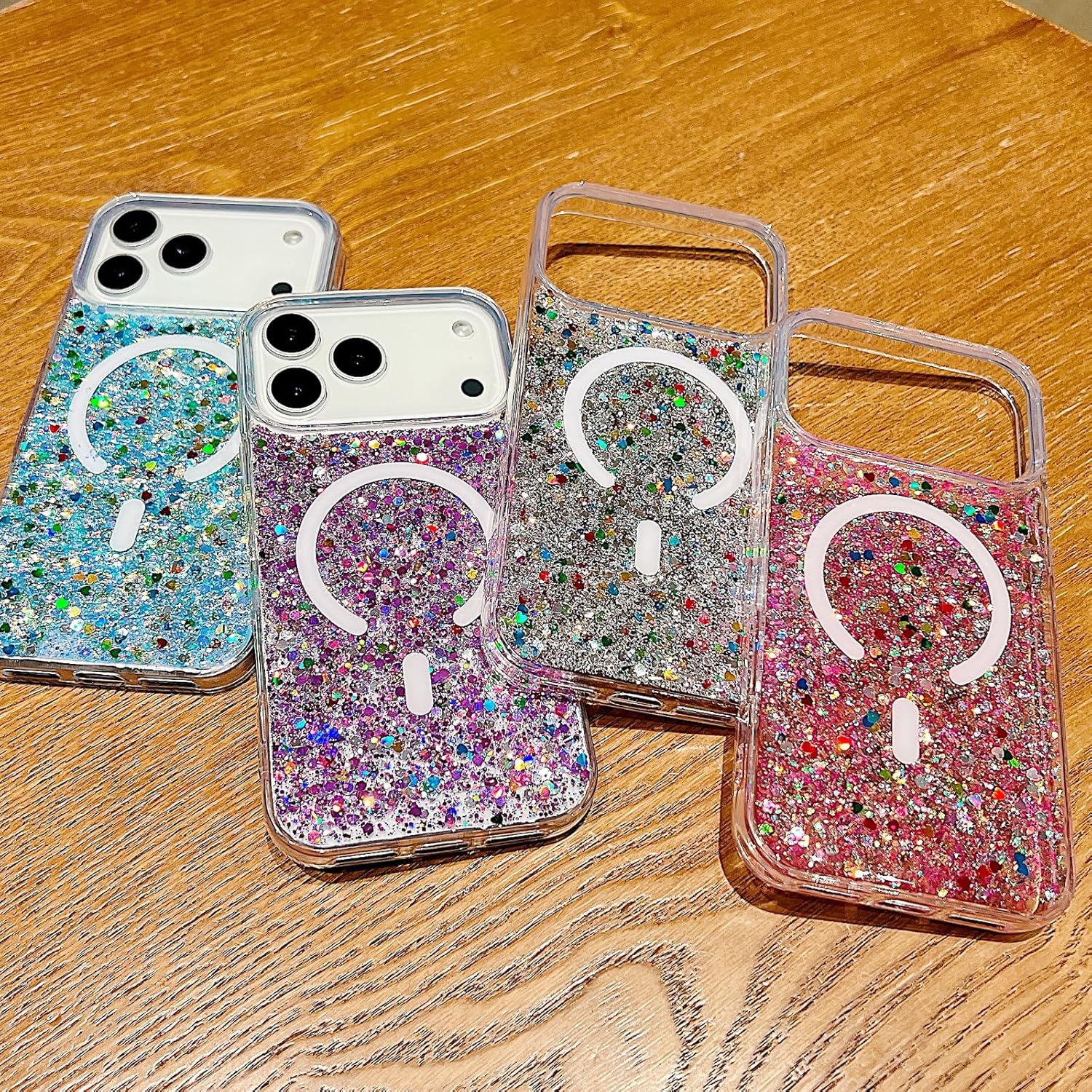 Magnetic Glitter Case for iPhone 17 Pro Max,[Compatible with MagSafe] Cute Luxury Bling Sparkly Crystal Diamond Shiny Clear Shockproof Women Girls Phone Case for iPhone 17 Pro Max 6.9",Silver - Image 8