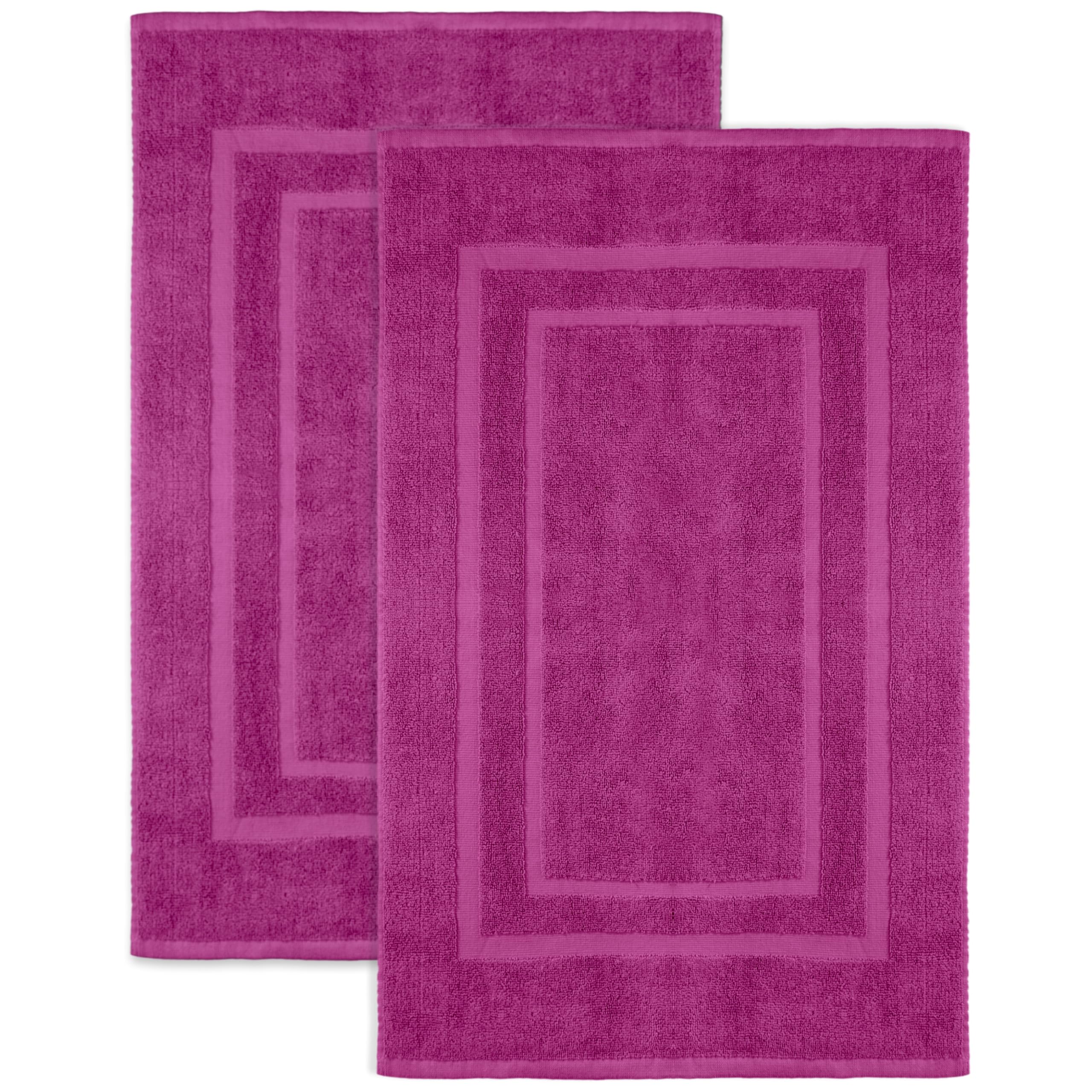 NatureMark Pack of 2 Terry Towelling Bath Mats, 50 x 80 cm, 100% Cotton, Pink