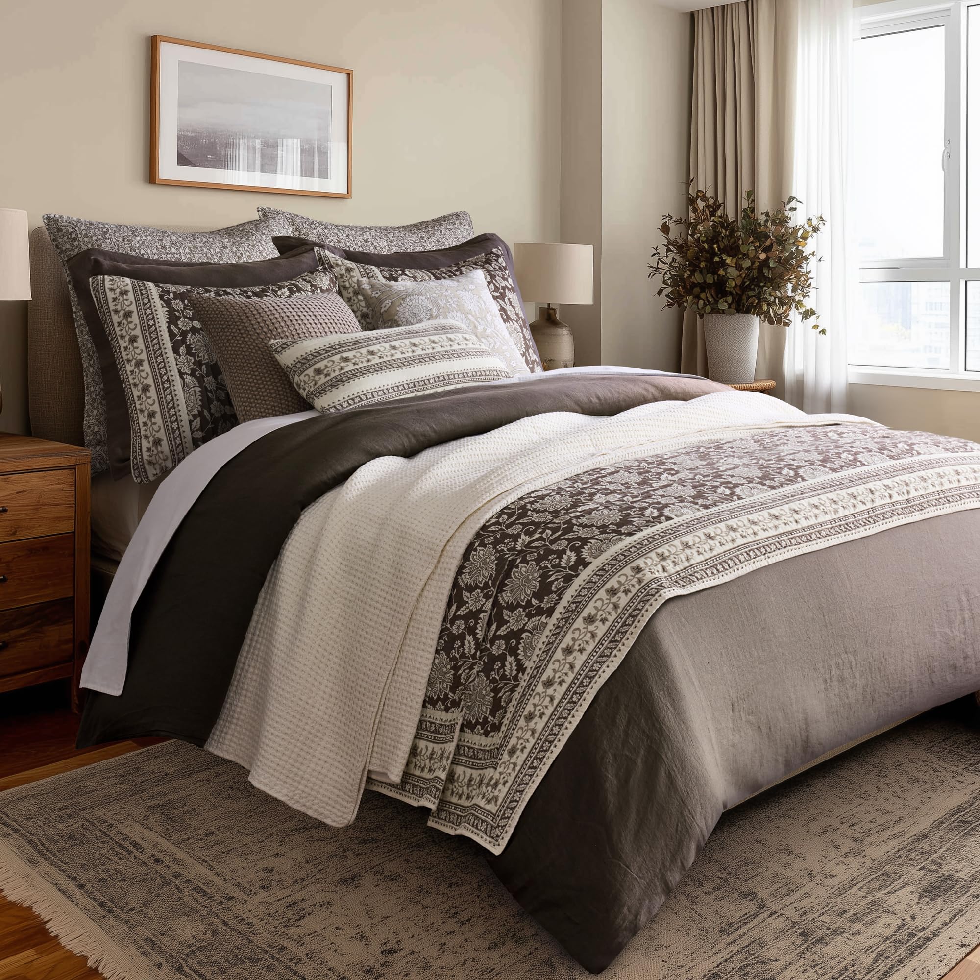 Amazon.com: Levtex Home Adare Cocoa Reversible Twin/Twin XL Quilt