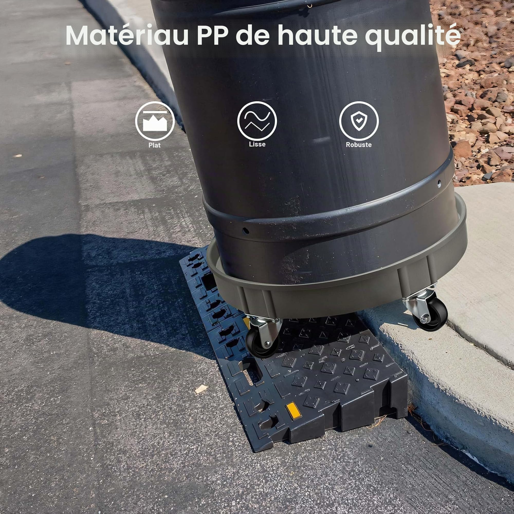 Wiltec Chariot Porte fût – Ø 60 cm – Capacité de Charge Max. 400 kg – en PP – sur roulettes pivotantes – Rouleur Transport de futs Porte-barils
