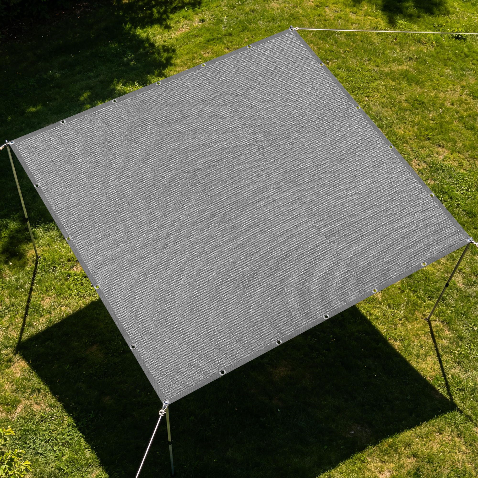 Shade Netting 2.4 x 2.4 m UV Resistant Garden Shade Netting with Grommets Tear Resistance for Backyard, Garden, Greenhouse, Swimming Pool, Outdoor, Light Grey