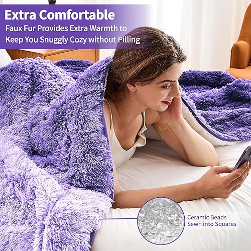 Vista 42 de yescool - Manta con peso, 10 libras, fresca, transpirable, con cuentas de cristal prémium, lavable a máquina, para dormir, 90-110 libras, 41 x 60