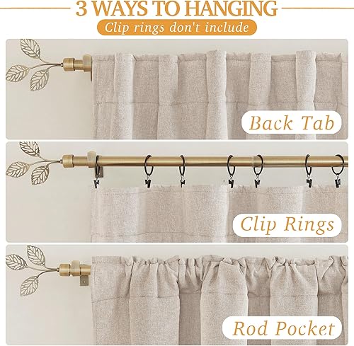 Miniatura 2 de RYB HOME 3 en 1 insonorizadas opacas Cortinas de lino aislantes, cortinas de ahorro de energía para dormitorio, sala de estar, guardería, estudio,