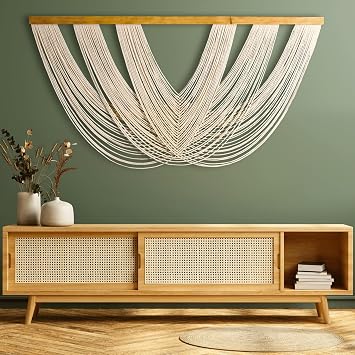 Knots & Beyond Extra Large Macrame Wall Hanging 59" x 33" Premium Boho Tapestry for Above Bed or Couch, Handmade Yarn Wall Art, Modern Boho Wall Decor for Office, Bedroom, or Living Room, Neutral Fiber Textile Accent