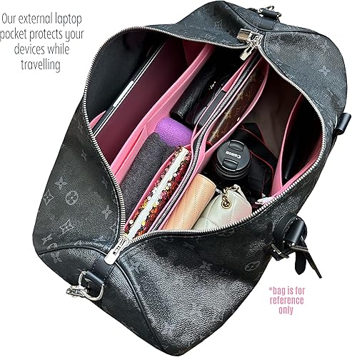 Miniatura 7 de Keepall Bag Organizer for Lv Keepall 50 Insert Keepall 45 Organizer Base Shaper Handmade 3mm Premium Felt Snug Sturdy (Keepall 55, Black)