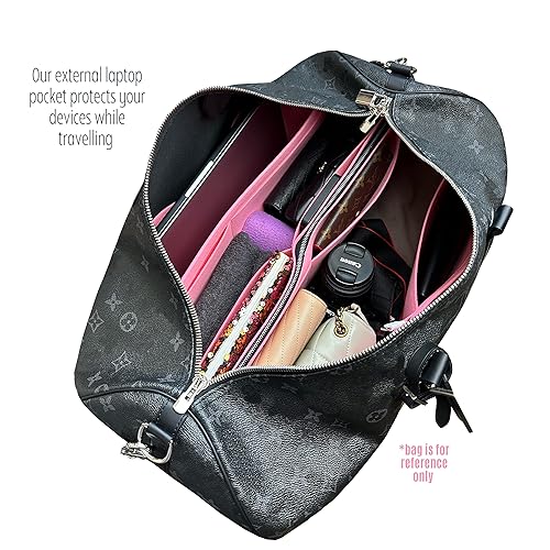 Miniatura 7 de Keepall Bag Organizer for Lv Keepall 50 Insert Keepall 45 Organizer Base Shaper Handmade 3mm Premium Felt Snug Sturdy (Keepall 55, Black)