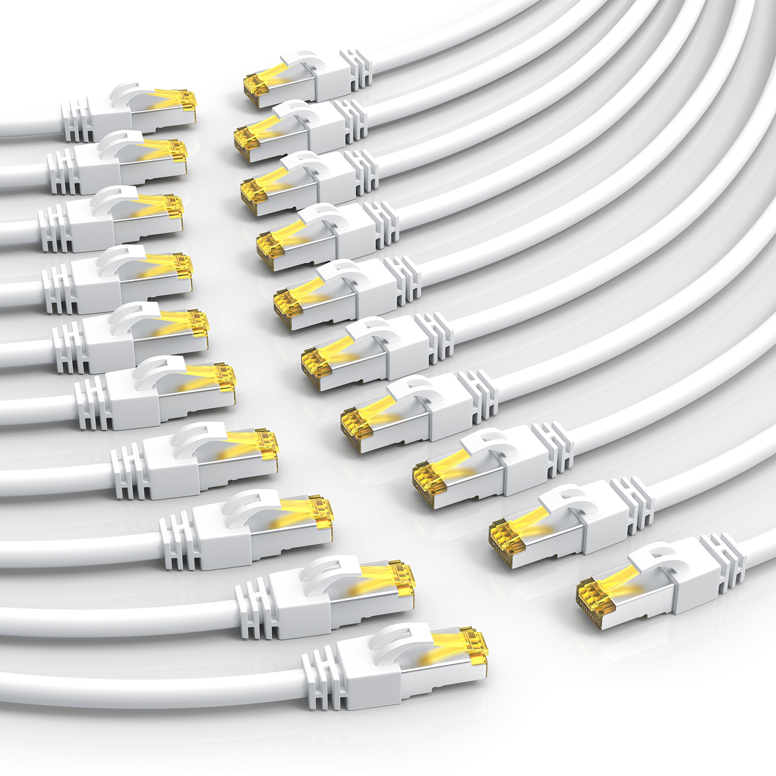 CSL - 20 x 0,5m CAT 7 Netzwerkkabel Gigabit Ethernet LAN Kabel - 10000 Mbit s - Patchkabel - Cat.7 Rohkabel S FTP PIMF Schirmung mit RJ 45 Stecker - Switch Router Modem Access Point