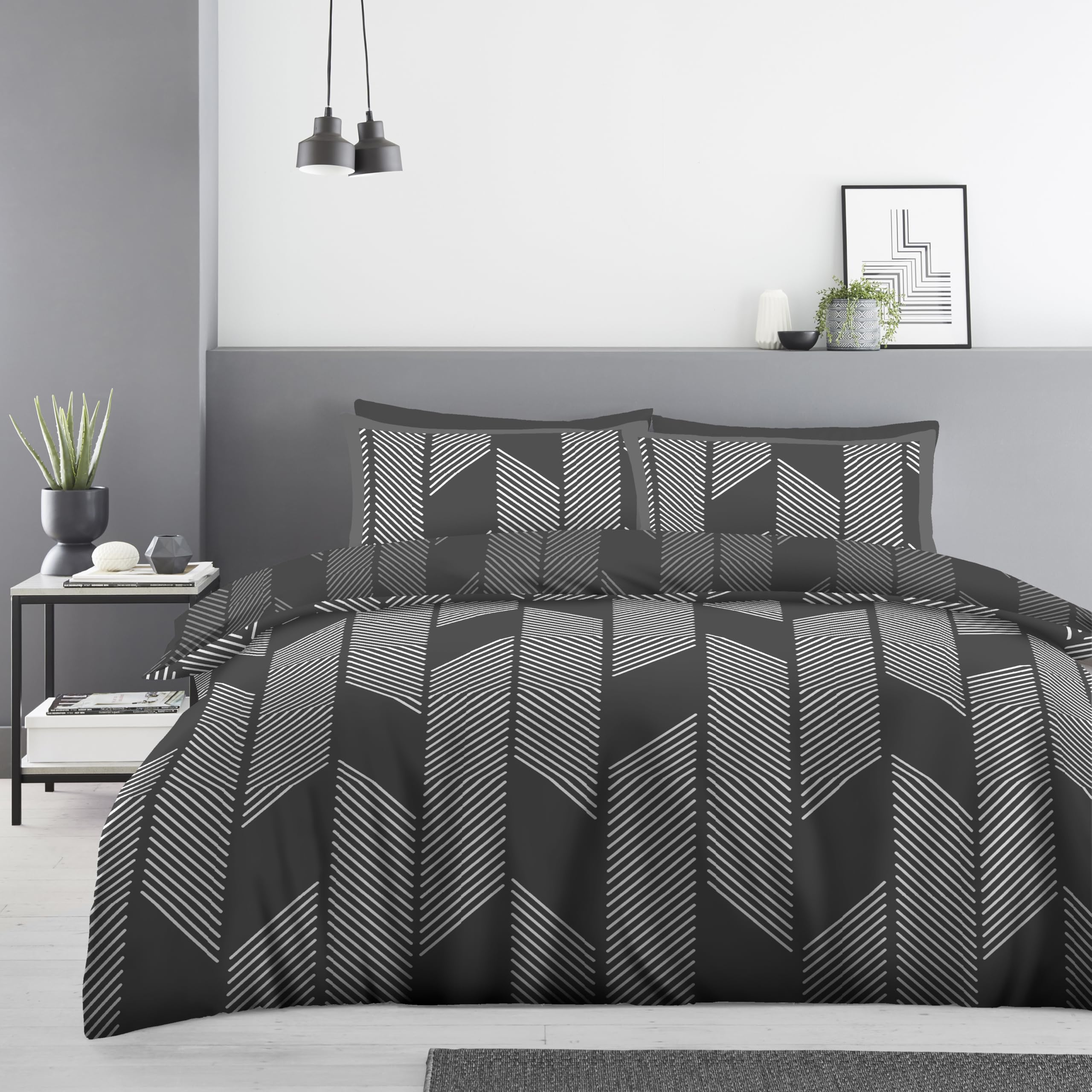 GC GAVENO CAVAILIA Geometric Duvet Cover Double | Breathable & Reversible Double Duvet Set With Pillowcases | Hypoallegenic, Polycotton Quilt Covers Geometrical Bedding Set