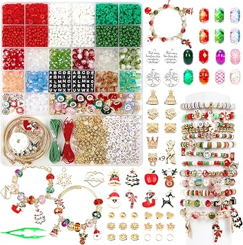 OCARDI Christmas Bracelet Making Kit,Friendship Bracelet kit for Jewelry Making,Pony Beads&Clay Beads&Christmas Charm Beads for DIY Arts and Crafts,Gifts for Teen Teens
