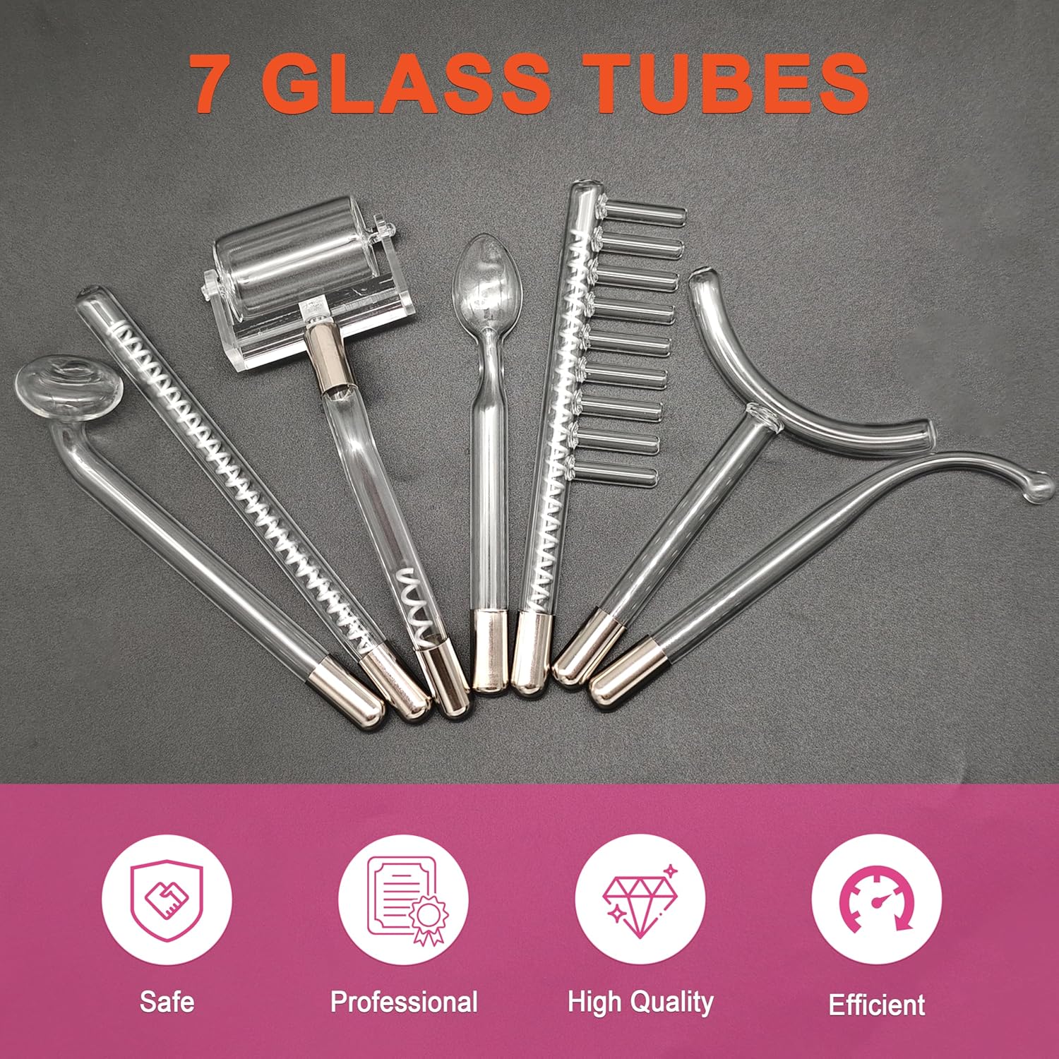 Hi Frequency Facial Care Tool Skin Tonning Device with 7 Electrode Tubes 2 Colors Options Elitzia ETSC640N (Orange) - Image 9