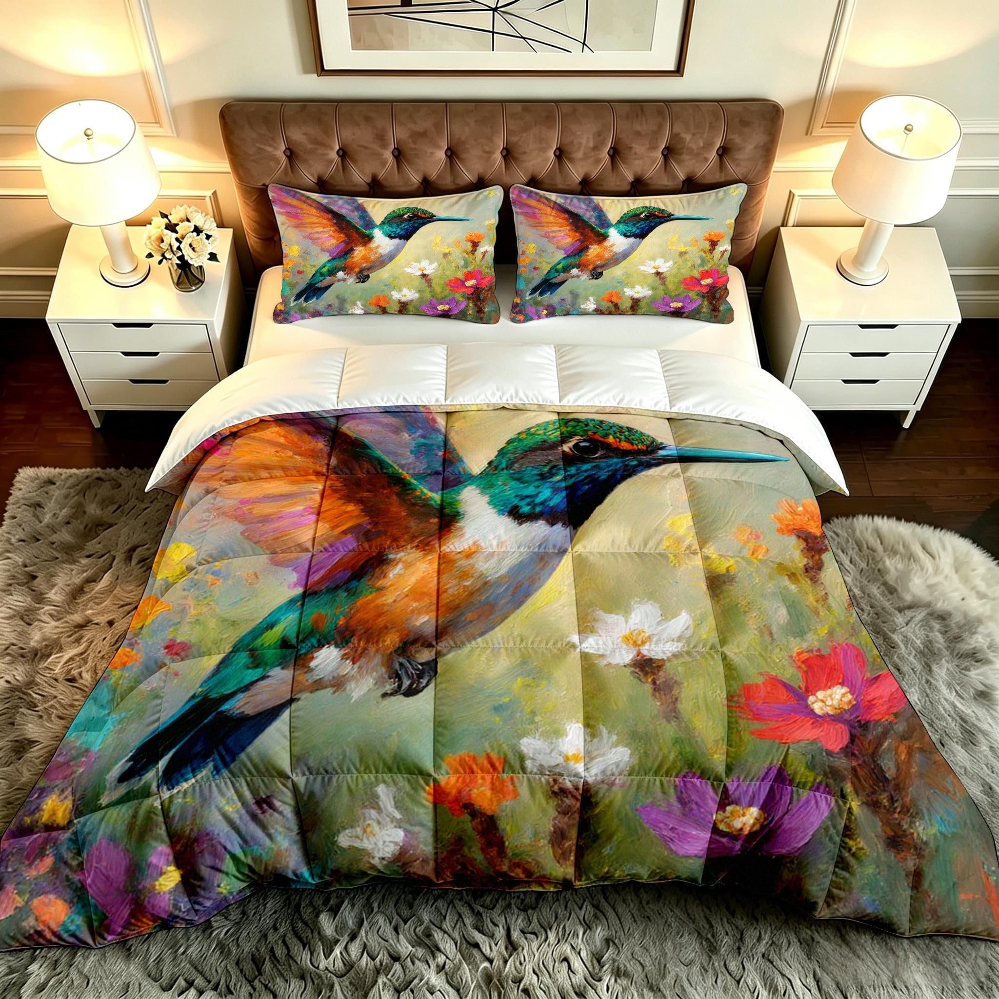 Juego de Cama 135x200cm Pájaro Florido 3D para 4 Estaciones-A132