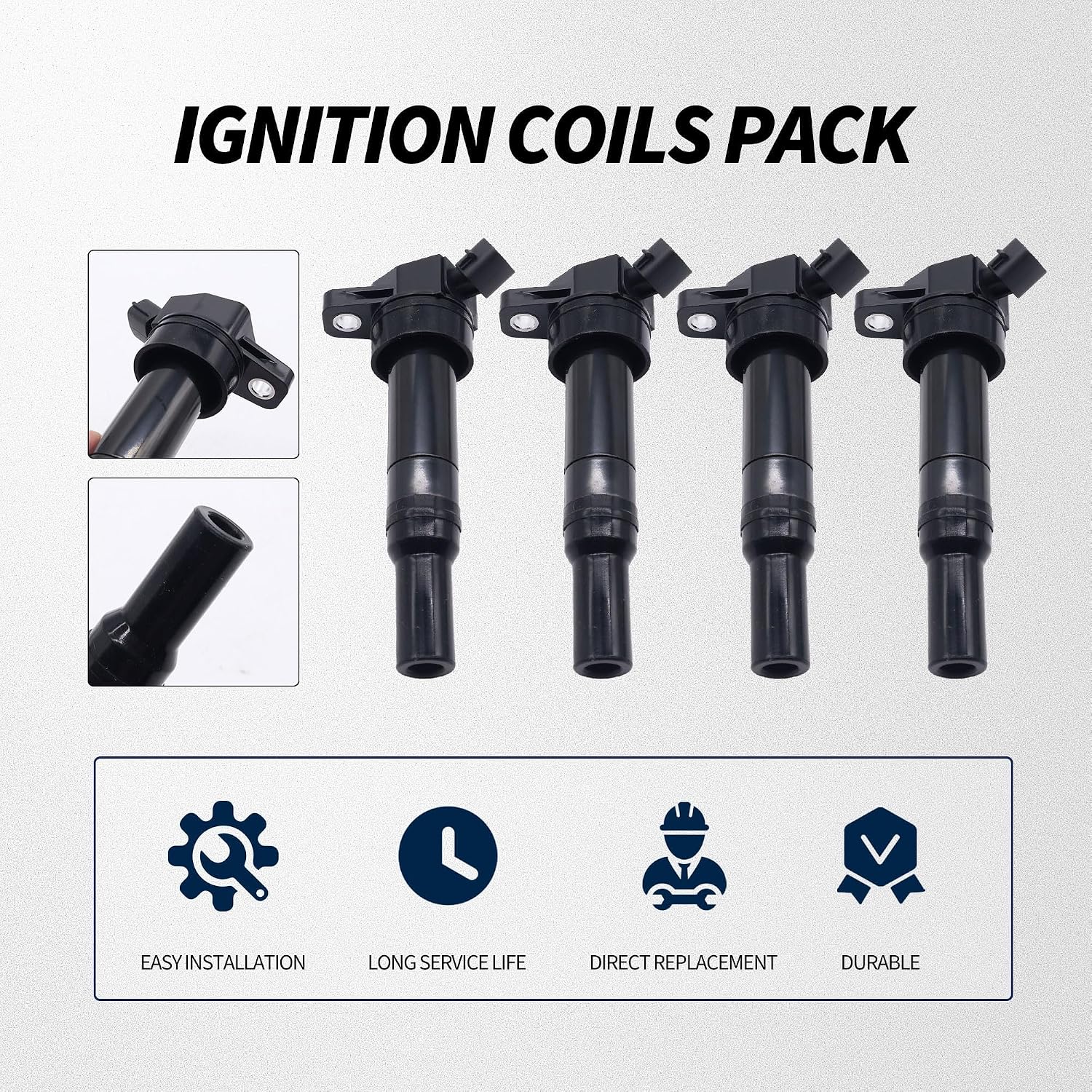 UF651 Ignition Coil & Double Iridium Spark Plug 9723 Compatible with 2011-2019 Kia Soul Forte Hyundai Tucson Elantra 27300-2E000 &18846-11070