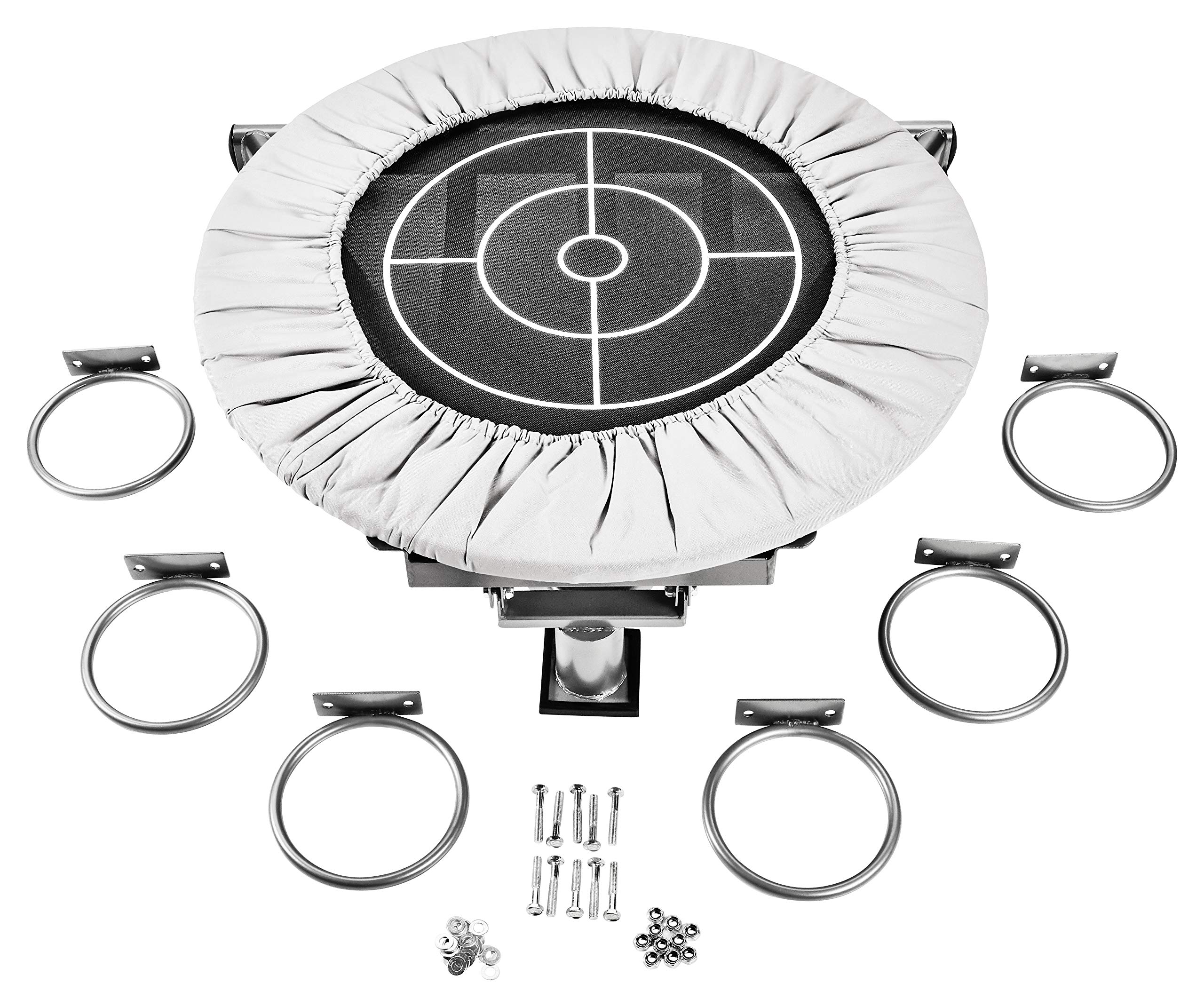Bad Company Medizinball-Rebounder inkl. Ablage-Schalen I Reaktionstrainer für Medizinbälle I 5-Fach verstellbares Mini-Trampolin für das Koordinationstraining in Silber I BCA-131