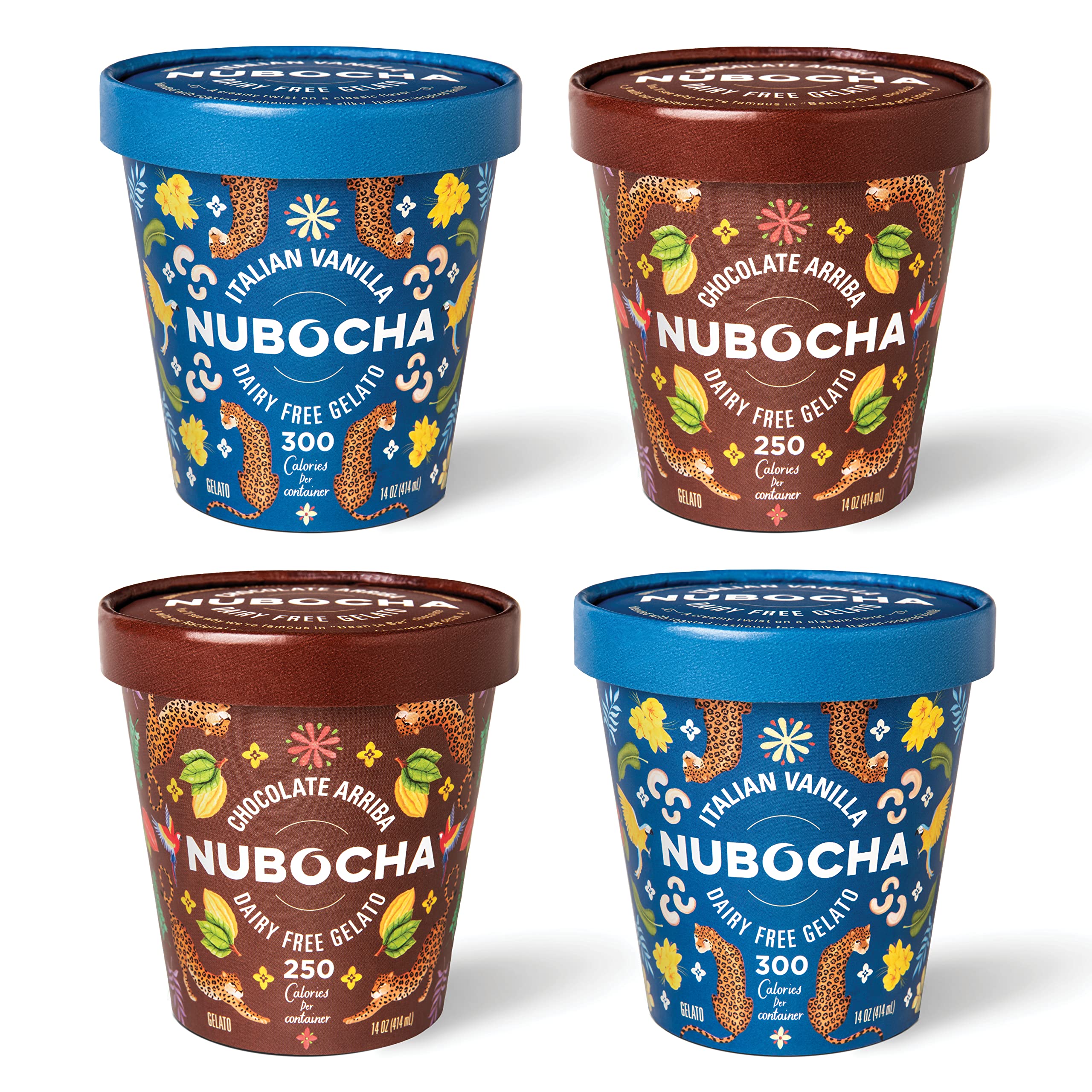 Nubocha Non Dairy Gelato Classic Sundae Pack - Keto - Gluten Free - Vegan - 0g Sugar - Non-GMO - Low Net Carbs - 2 Pints Each of Vanilla, Chocolate Flavors (4 Count)