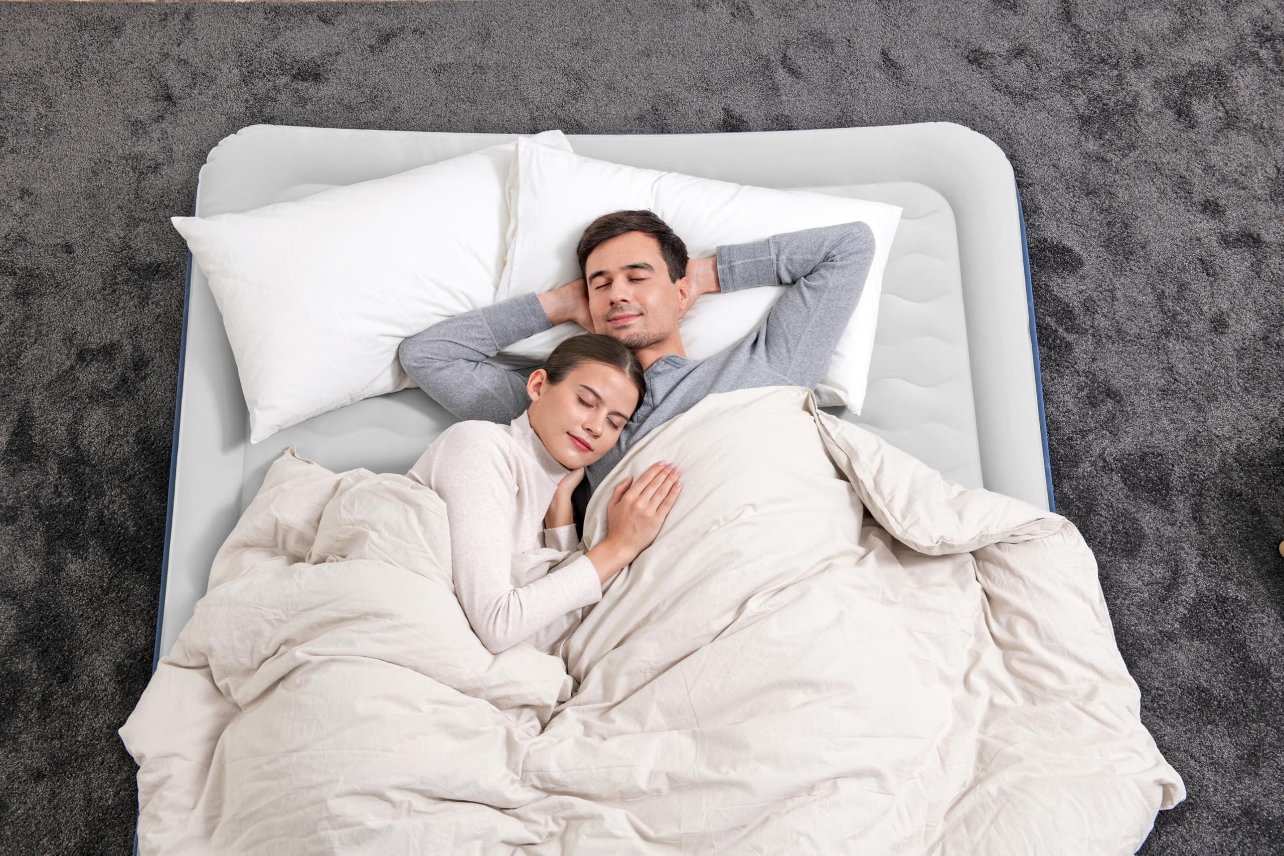 Bestway AlwayzAire Doppelluftbett mit integrierter Doppelpumpe, 203 x 152 x 46 cm, 2 Personen, bis 300 kg, flüsterleise zweite Pumpe, USB-Anschlüsse, strapazierfähiges Vinyl, Tasche, Reparaturflicken