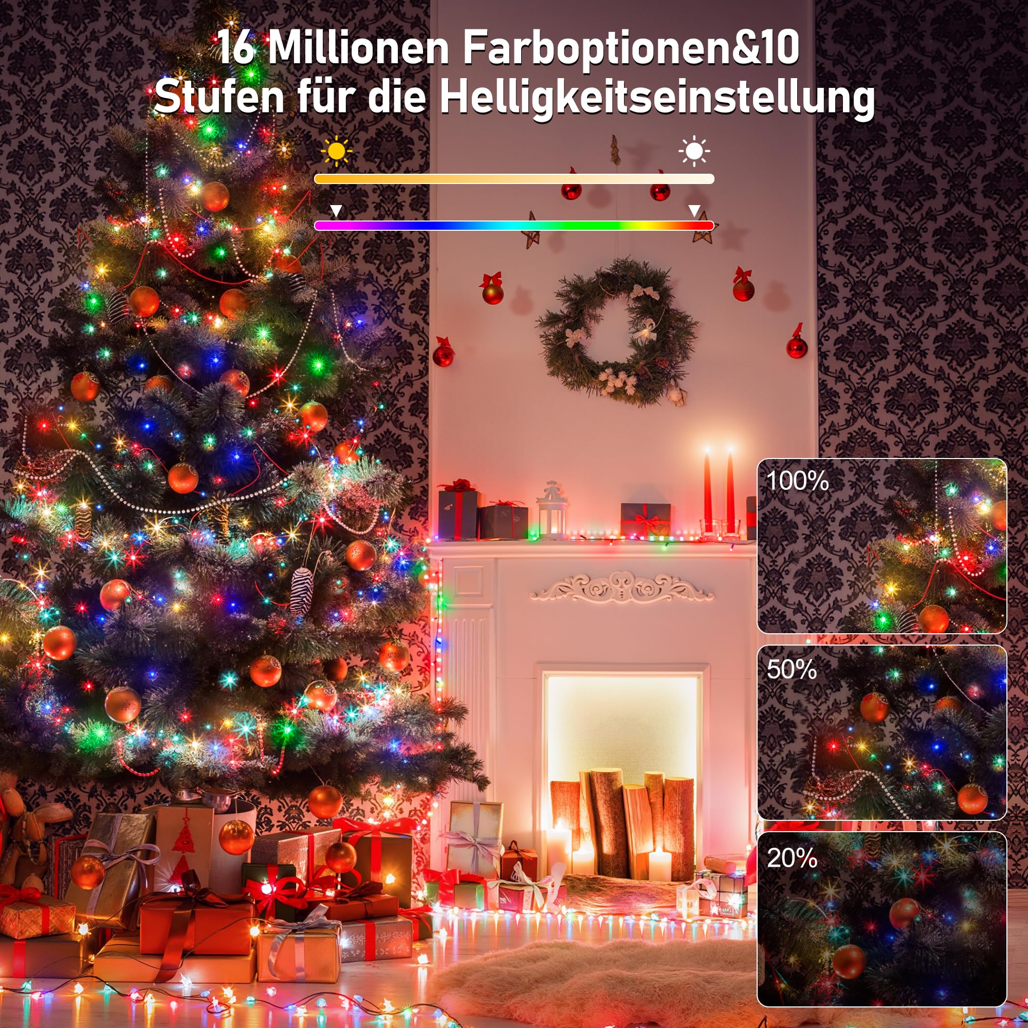 HeiPard Smart RGB LED Lichterkette 20 m, 200 LED Farbwechsel Strings mit App & Fernbedienung, Innen & Außen IP44, Sprach- & Musiksteuerung für Weihnachten, Party & Deko