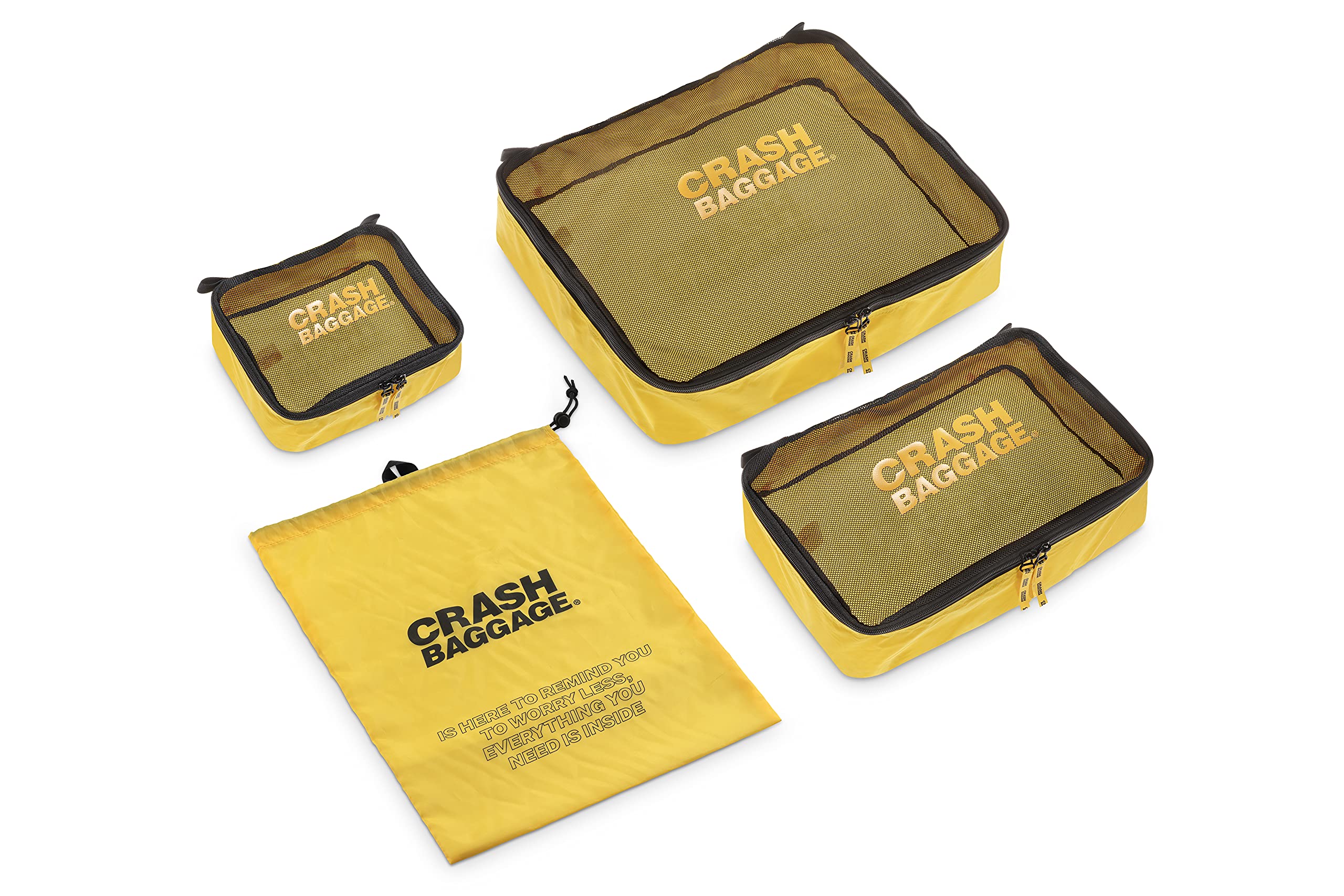 EASY LIFE KIT | Organizer per Valigia 4 Pezzi Custodie Organizer Valigia 3 Dimensioni S-M-L Adatto per Vestiti e Articoli vari e Cosmetici più Borsa porta Scarpe con patta in rete - Yellow