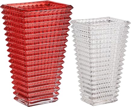 MCMCNCUIU Crystal Glass Vase, Red Large Vase, Crystal Vases for Flowers, Large Flower Vases for Living Room, Bedroom, Kitchen, Dining Table, Mantle, Wedding