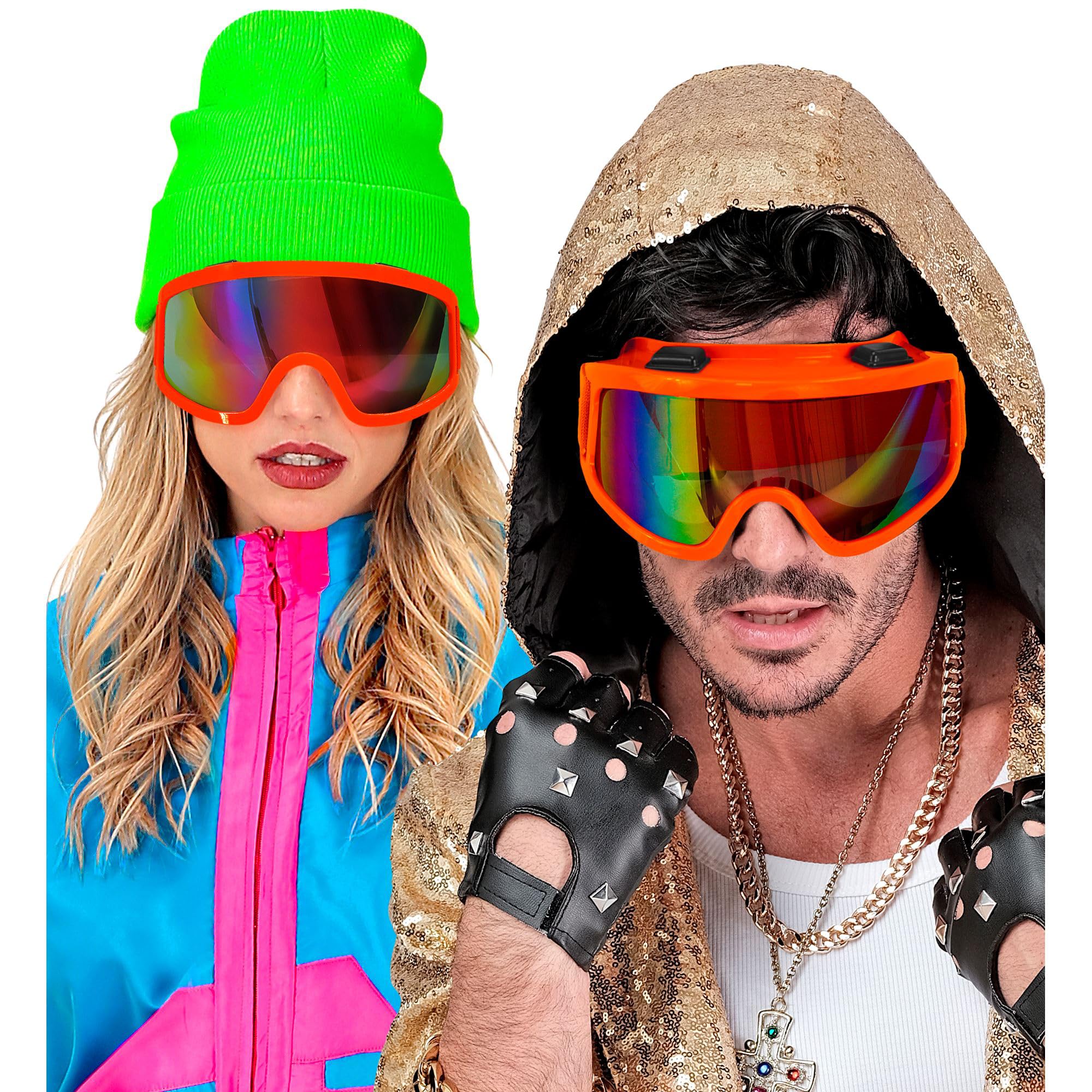 W WIDMANN MILANO Party Fashion - Ski Goggles Snowboard Goggles Orange Accessory for 80s Fancy Dress Costumes - Image 2