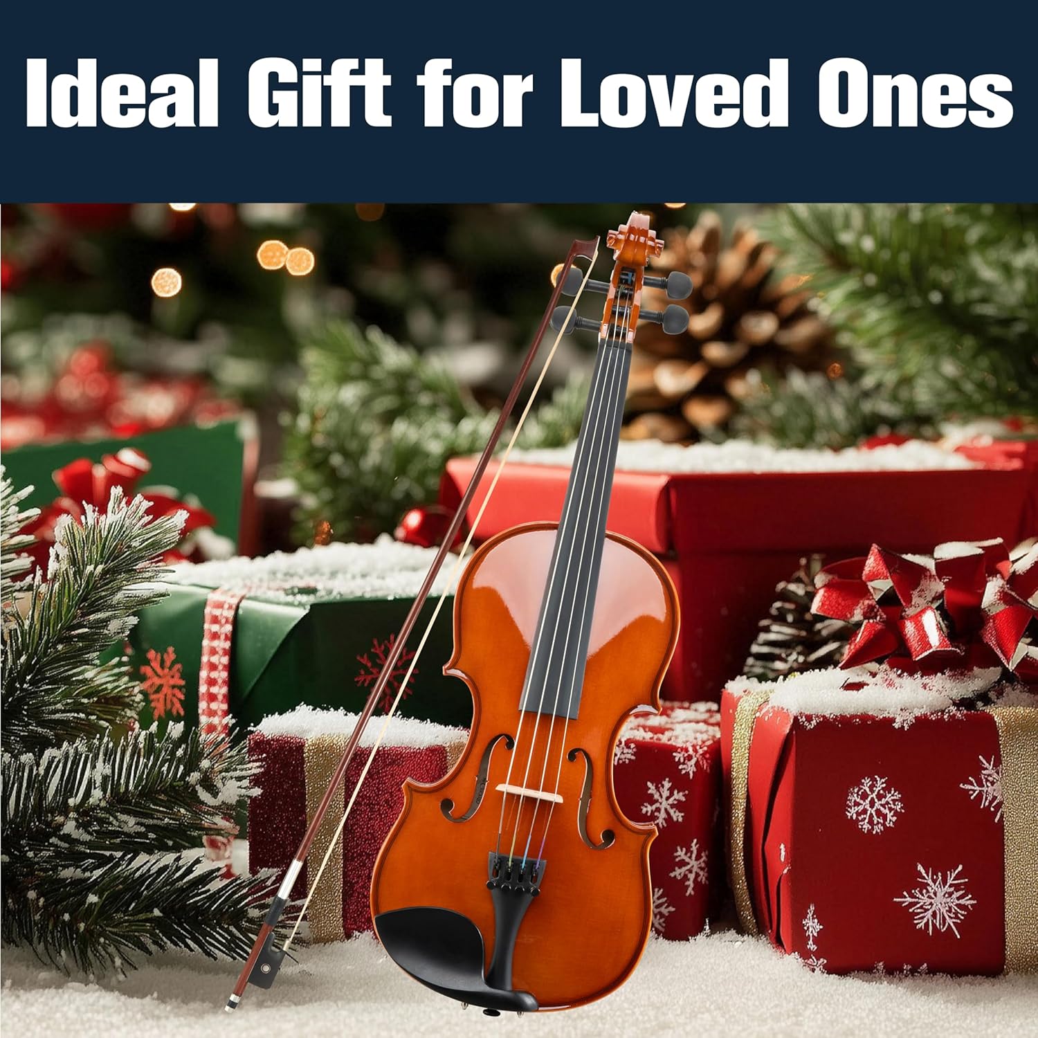 Mendini by Cecilio 14 Inch Solid Wood Viola Set for Beginners - Hand Carved Acoustic Viola Kit with Hard Case, Bow, Rosin, Bridge and Extra Strings