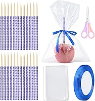 Vista 10 de Kit de 24 palitos de caramelo y manzana, palitos brillantes para tartas, bolsas con tijeras y cinta para recuerdos de fiesta, Halloween, Navidad