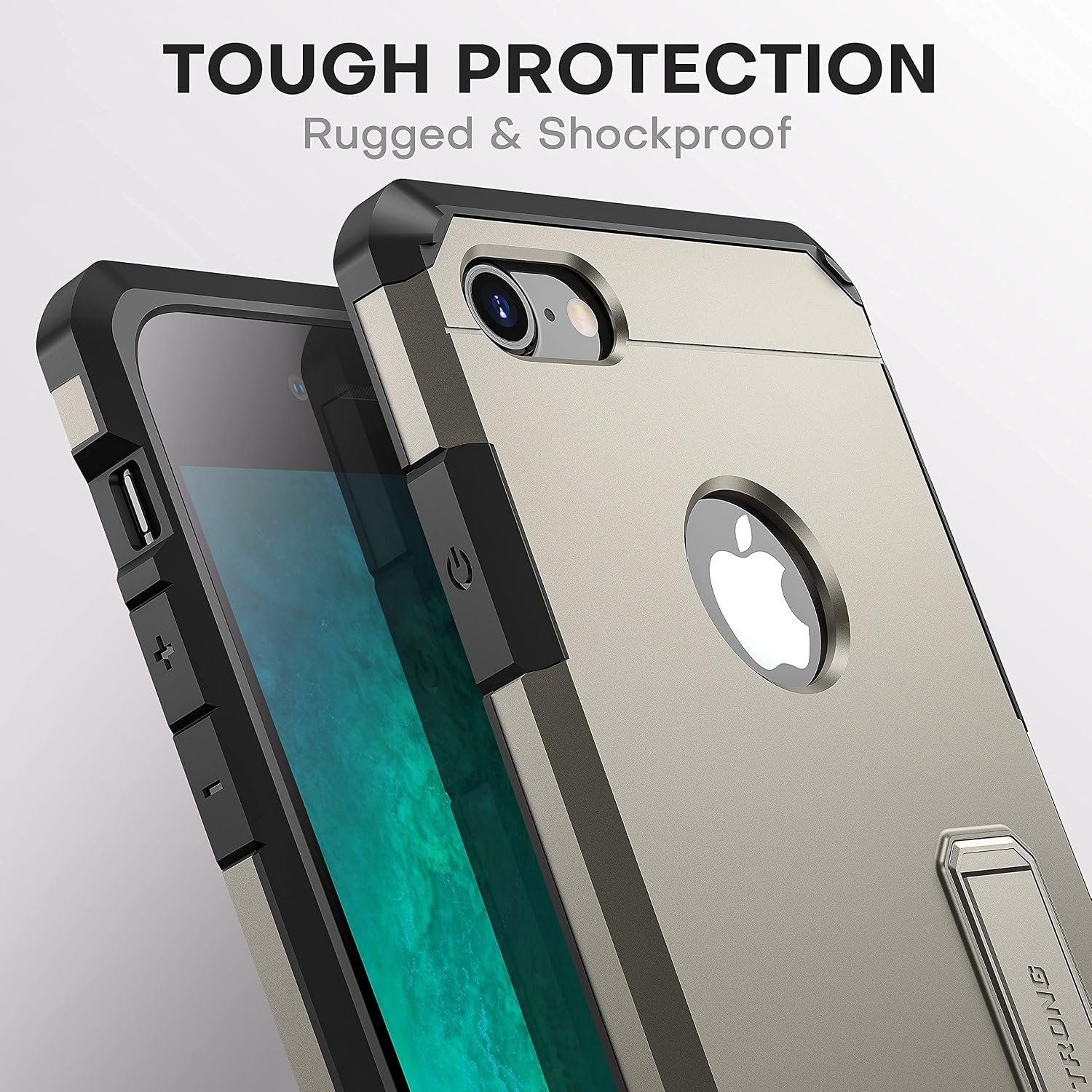 ImpactStrong iPhone 7/8 Case, Heavy Duty Dual Layer Protection Cover with Metal Kickstand Heavy Duty Case for Apple iPhone 7/8 (K-Gun Metal)