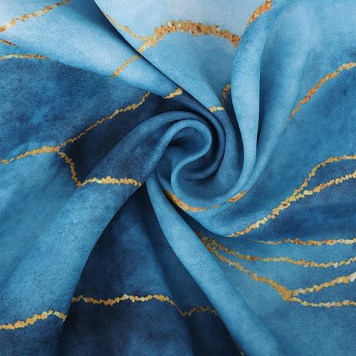 Miniatura 8 de LALILO Abstract Art - Paquete de 2 cenefas para ventanas, cenefas opacas resistentes a las arrugas, tela pesada (52 x 18 pulgadas, venas doradas)