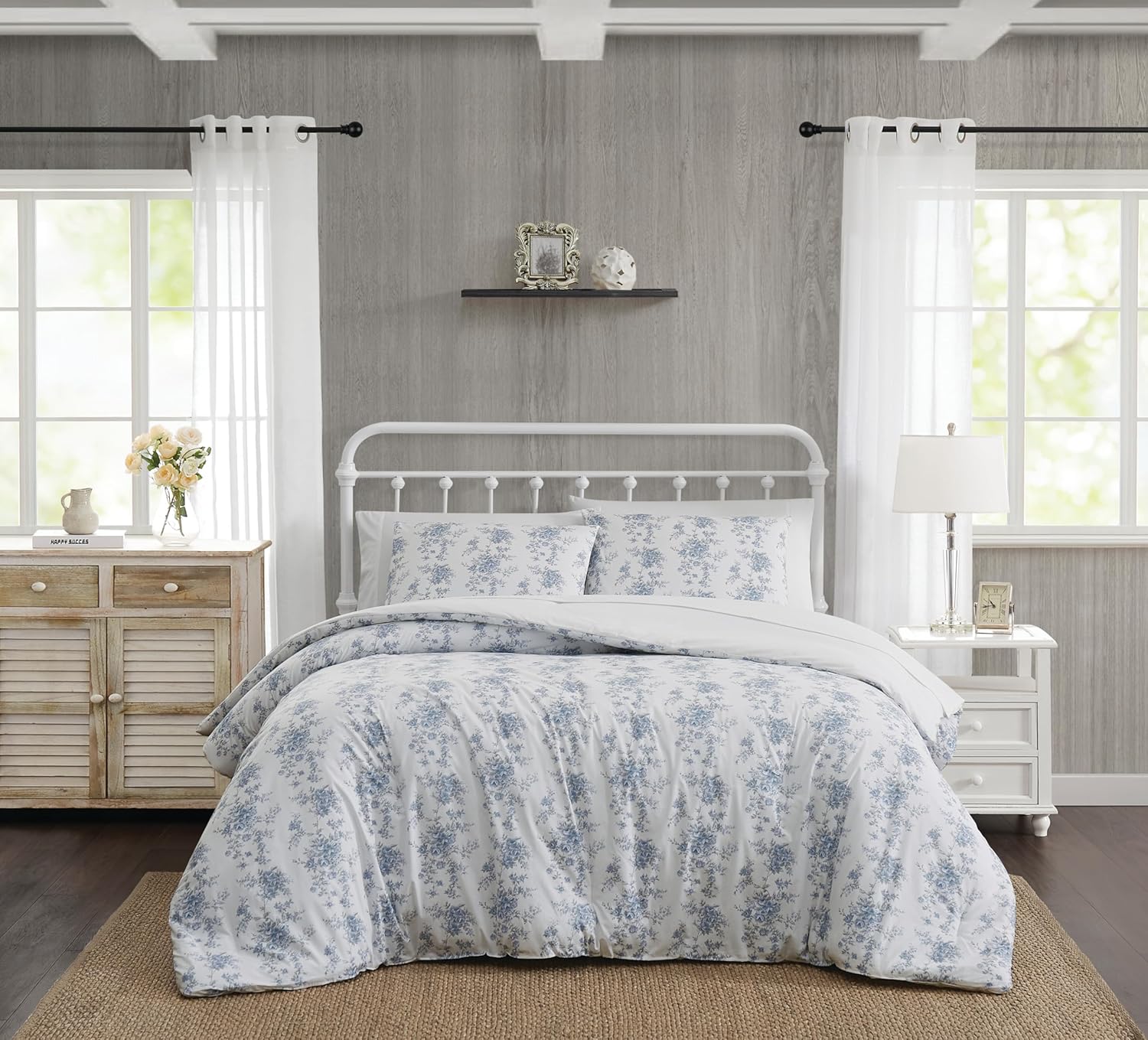 The Farmhouse British Rose Comforter Set Cotton 2-Piece Twin XL Comforter Set, Floral Themed, for Men and Women, OEKO-TEX Certified Confidence