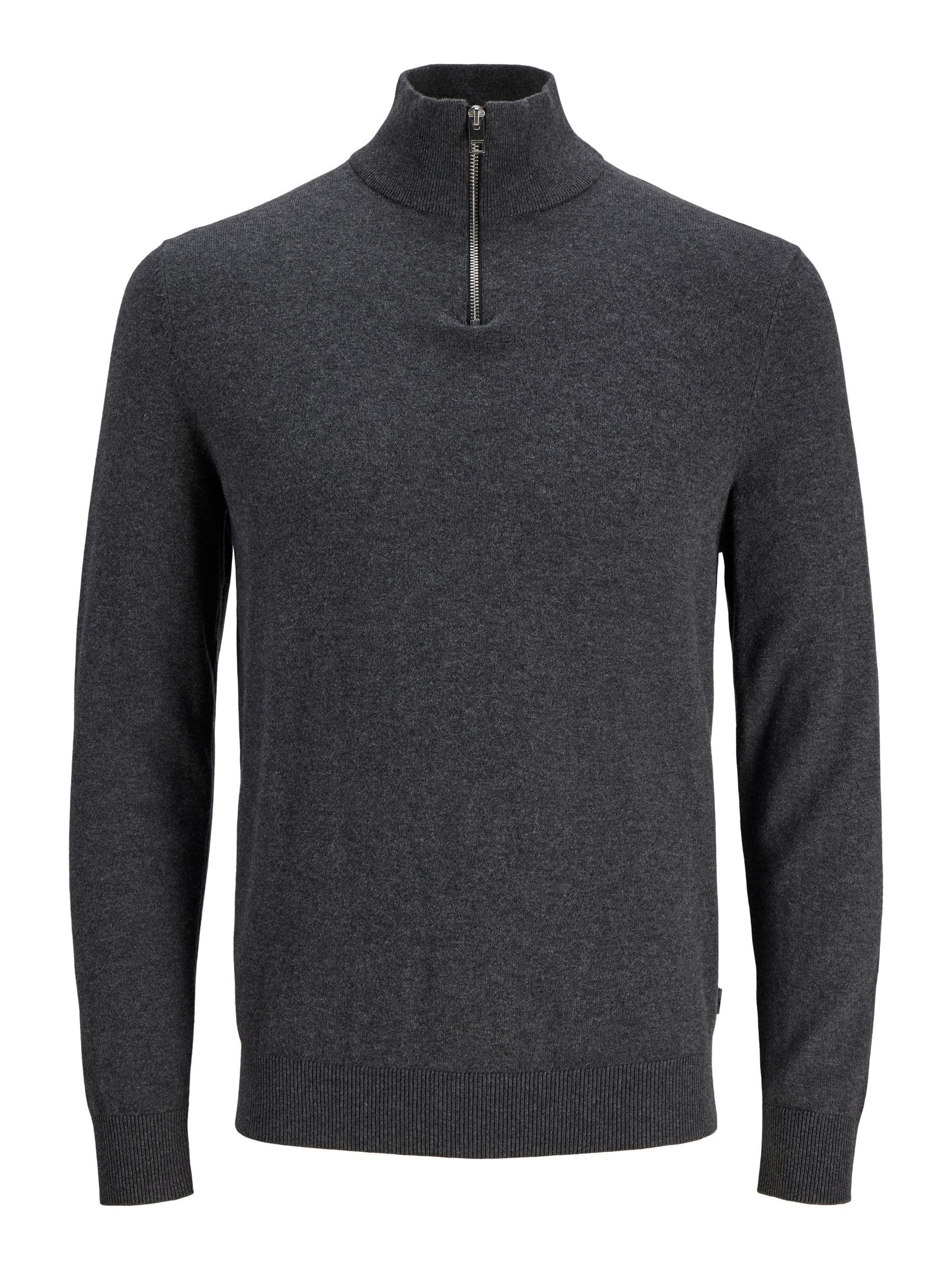 JACK & JONES Mens Emil Half Zip Knitted Top Black L