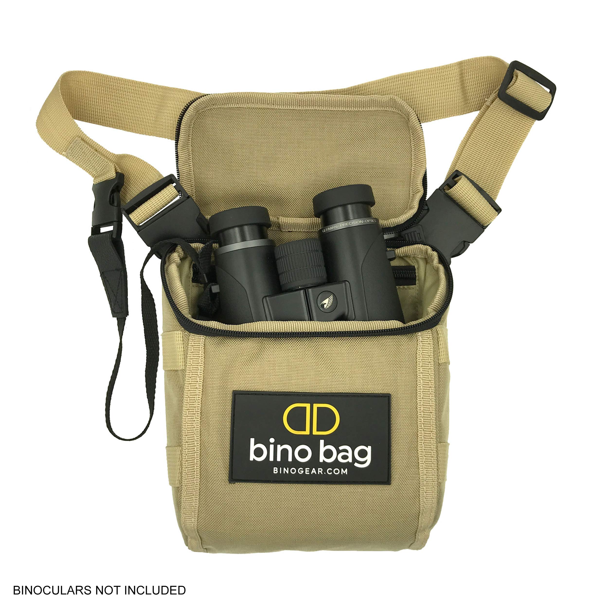 Bino Gear Bino Bag, Converts Into Binocular Harness, Crossbody, and Hip Bag, Safety Tether Strap Included, Desert Tan