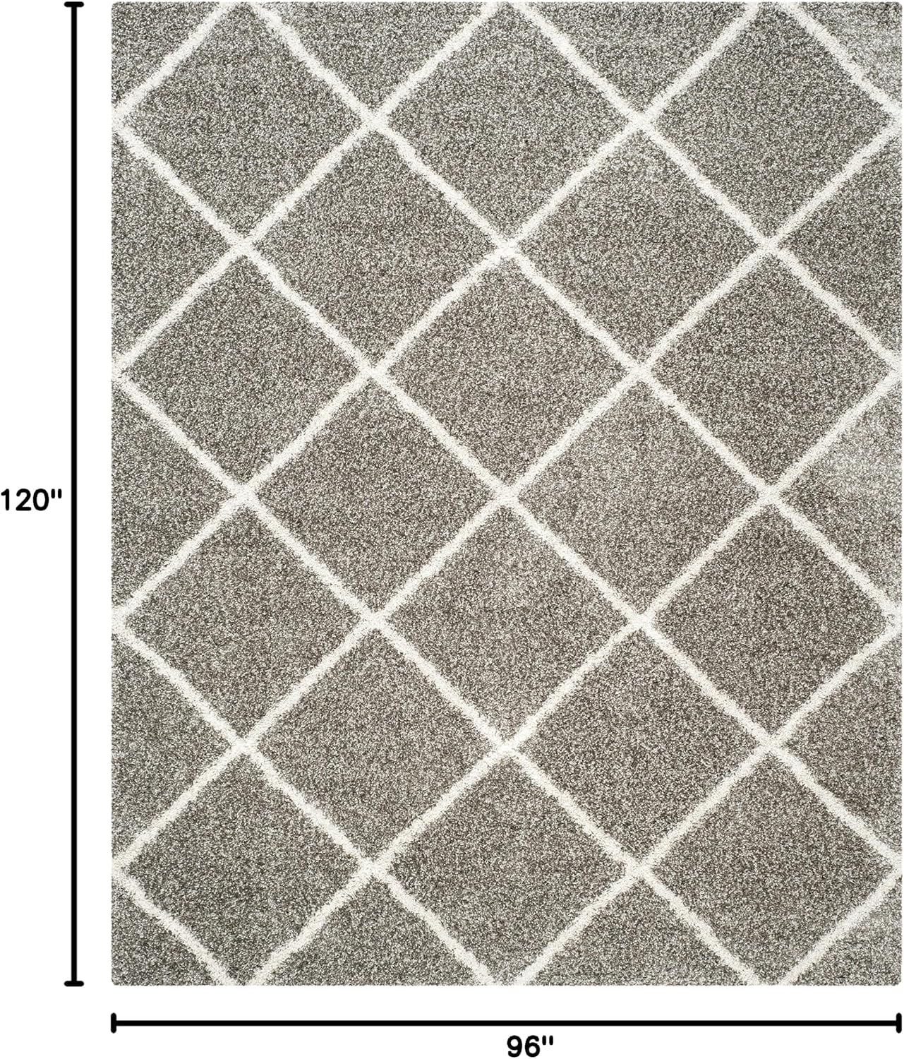 SAFAVIEH Area Rug 8x10 - Hudson Shag Collection - Large - Grey & Ivory, Trellis Pattern, Non-Shedding & Easy Cleaning, Ultra Plush Thick Pile, Ideal for Living Room, Bedroom, Dining Space (SGH281B)