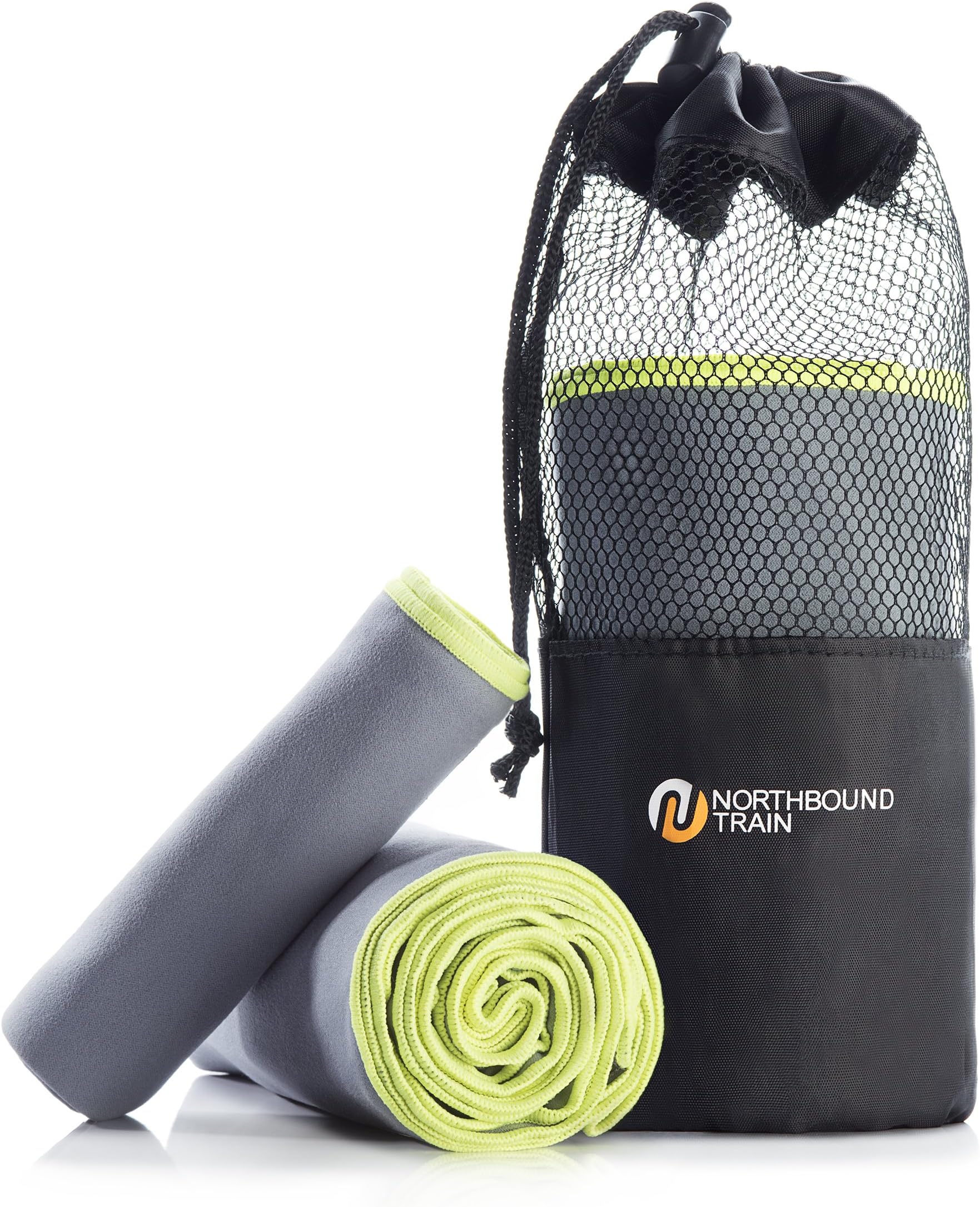 Fast Drying Microfiber Towel Set for Gym, Travel, Camping, Hair. Large Bath and Sports Towels + Compact Mesh Pack. Super Absorbent, Anti-Bacterial, Quick Dry Technology Plus.