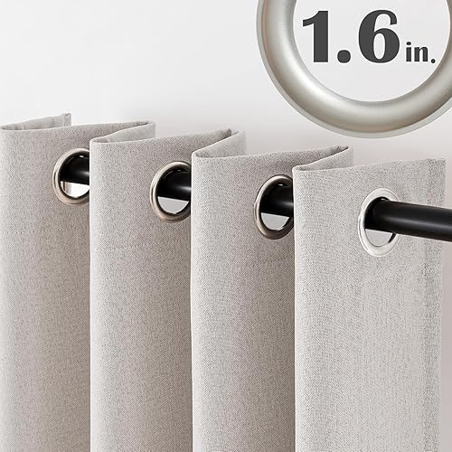 Miniatura 5 de jinchan - Cortina opaca de 96pulgadas de largo, con textura y ojales en la parte superior, para dormitorio y sala de estar, 1panel, blanco piedra,