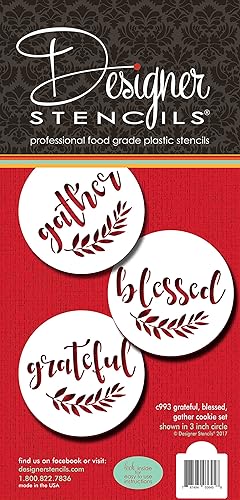 Miniatura 3 de Plantilla de galletas Grateful, Blessed And Gather C993 de Designer Stencils