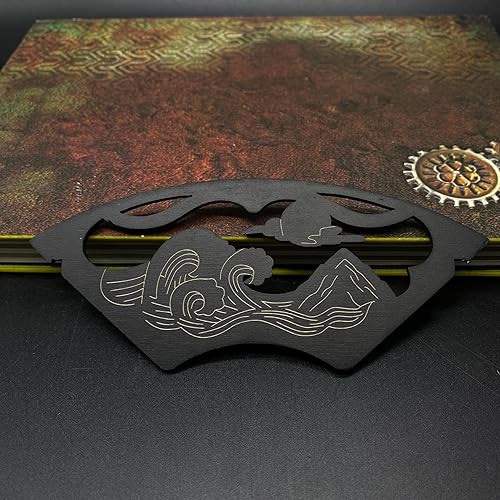 Miniatura 2 de Soporte de exhibición de espada, soporte de madera Katana de 2 niveles, diseño de paisaje tallado negro, soporte para armas, escaparate elegante