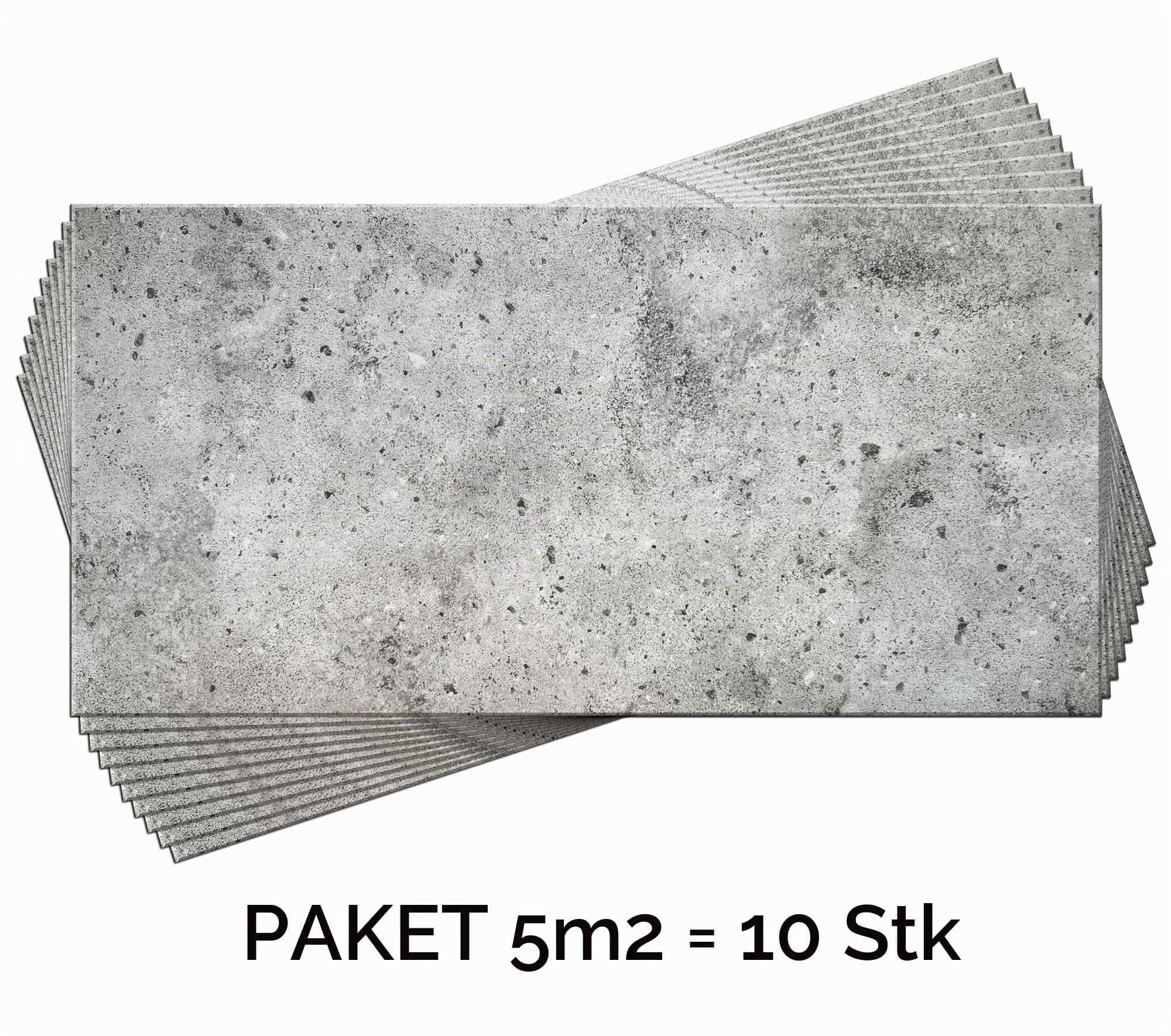 DECCART Wand-Paneele in Betonoptik - Deckenpaneele - Wandverkleidung Deckenverkleidung mit Beton-Imitat - Wandplatten in Grau aus Polystyrol - 100x50 cm - Betongrau - 7314 XL - 16 Stück (8 m²)