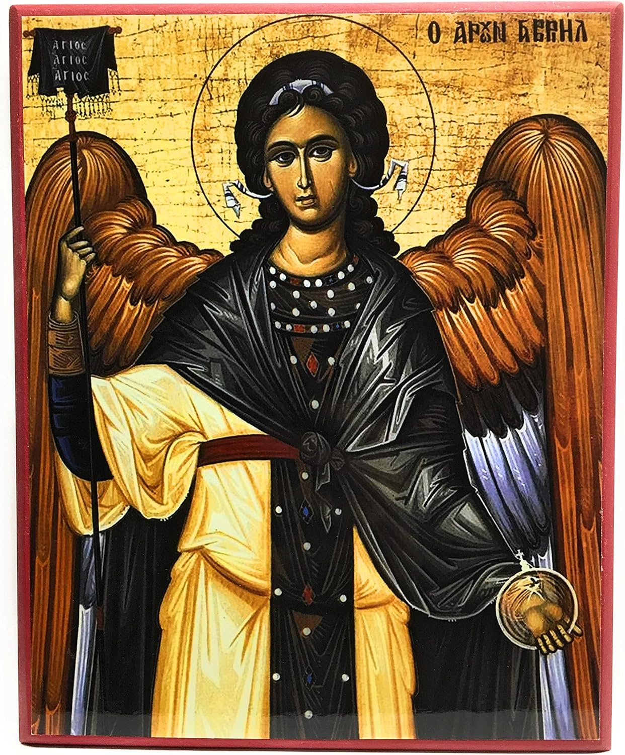 Wooden Greek Orthodox Christian Icon Saint Archangel Gabriel (9" x 13")