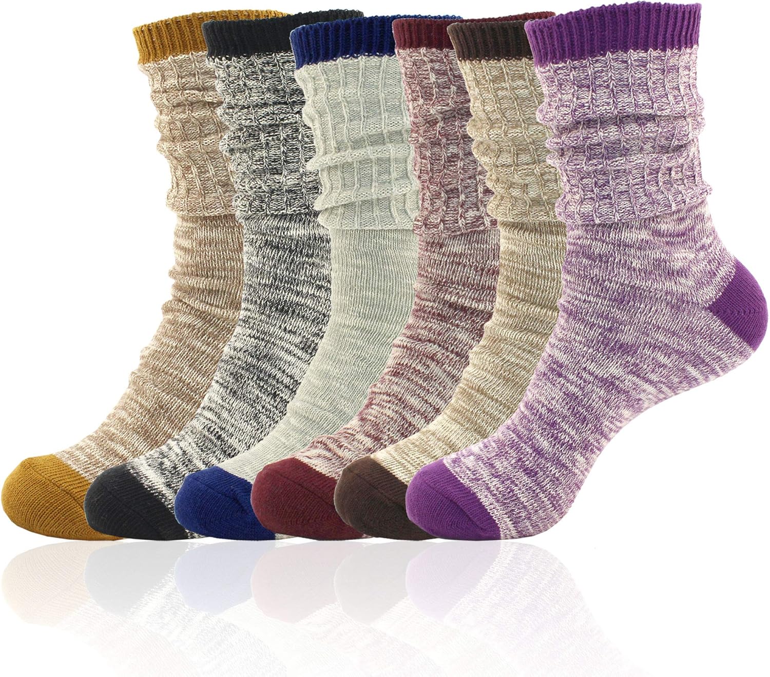 BambooMN Vintage Pattern Slouch Soft Warm Crew Boot Cabin Socks, Sizes and Colors