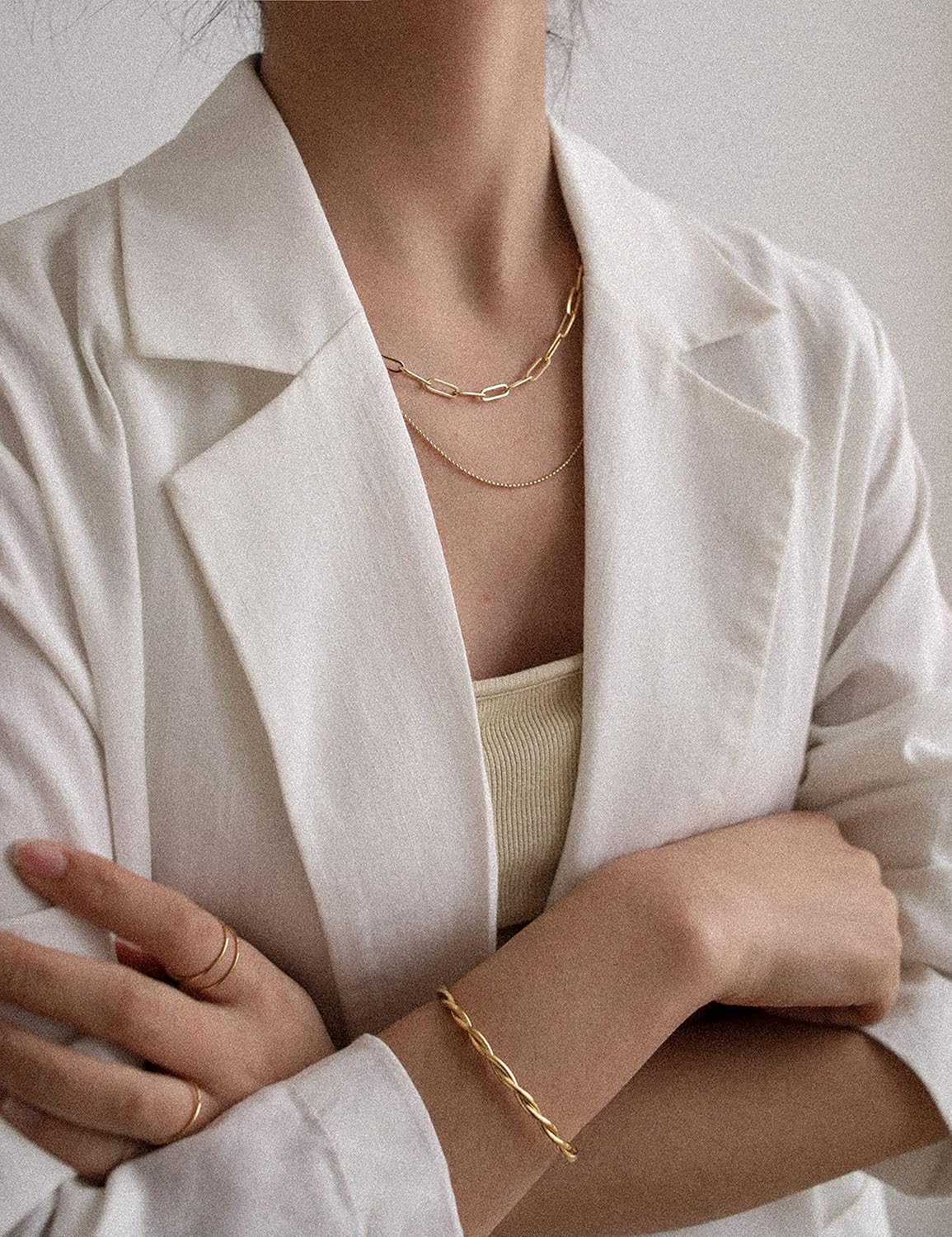 Shapes Studio 18K Gold Plated Titanium Minimalist French Twist Rope Cuff Bangle, Women Bracelet, Gold Cuff Bracelet, Never Tarnish, Women Gift